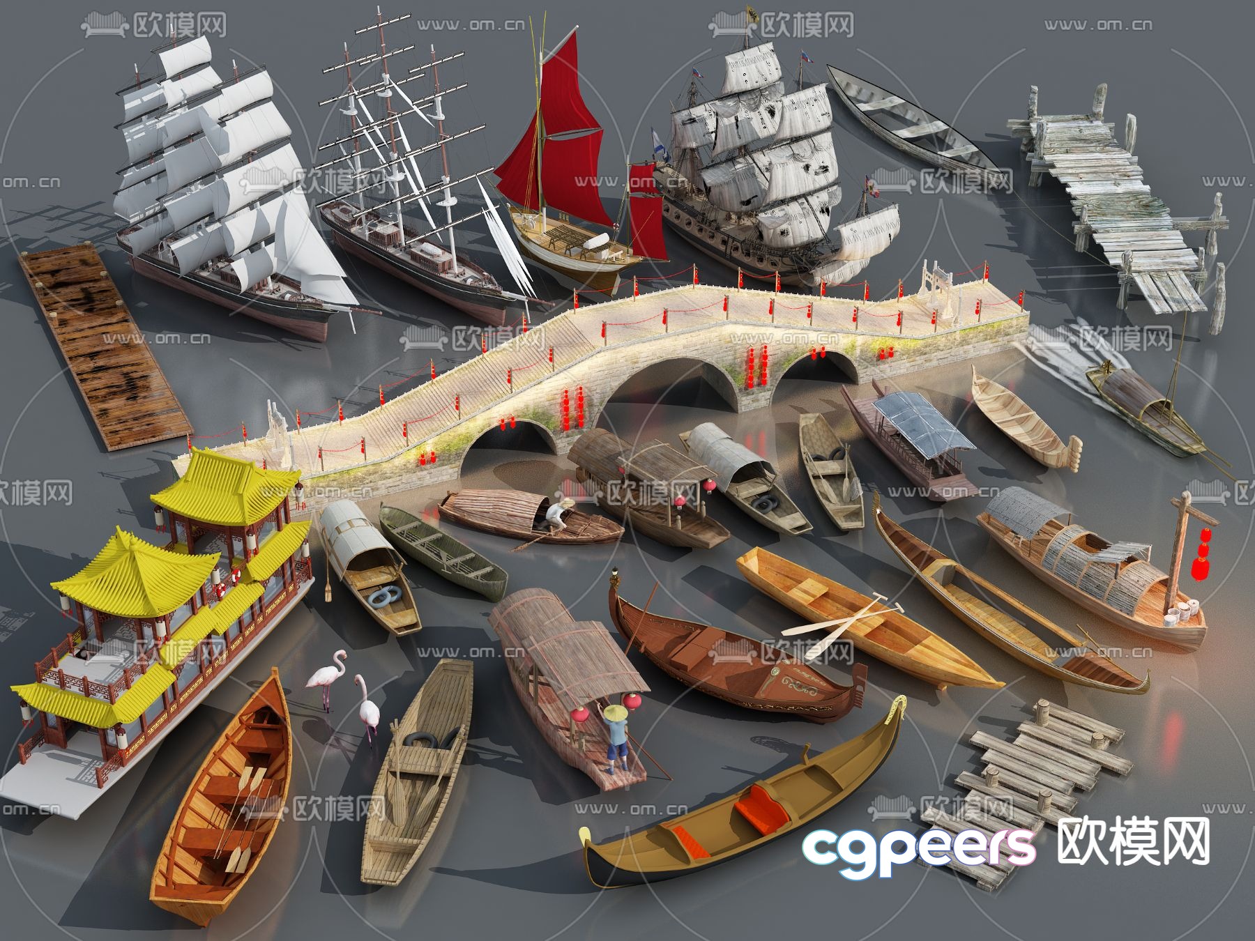 New Chinese style wooden boat sailing boat fishing boat passenger ship 3d model New Chinese style wooden boat sailing boat fishing boat passenger ship 3d model