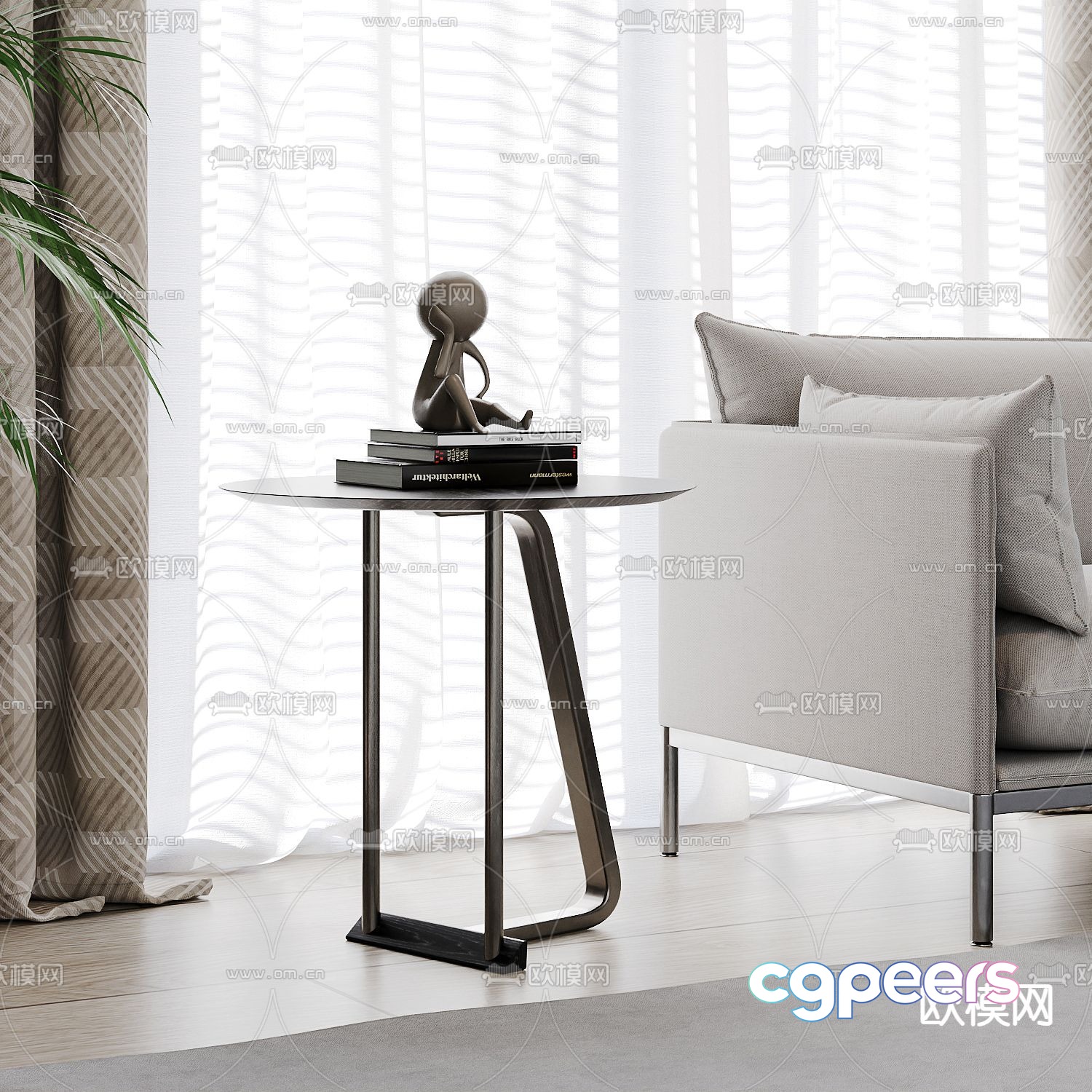 Round side corner table 3D model Round side corner table 3D model