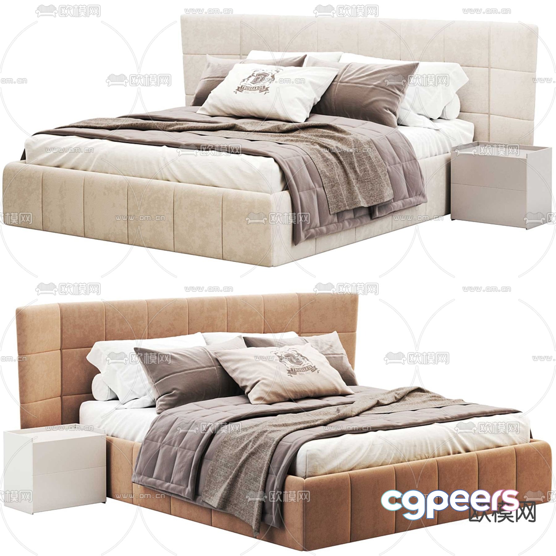 Modern double bed 3d model Modern double bed 3d model
