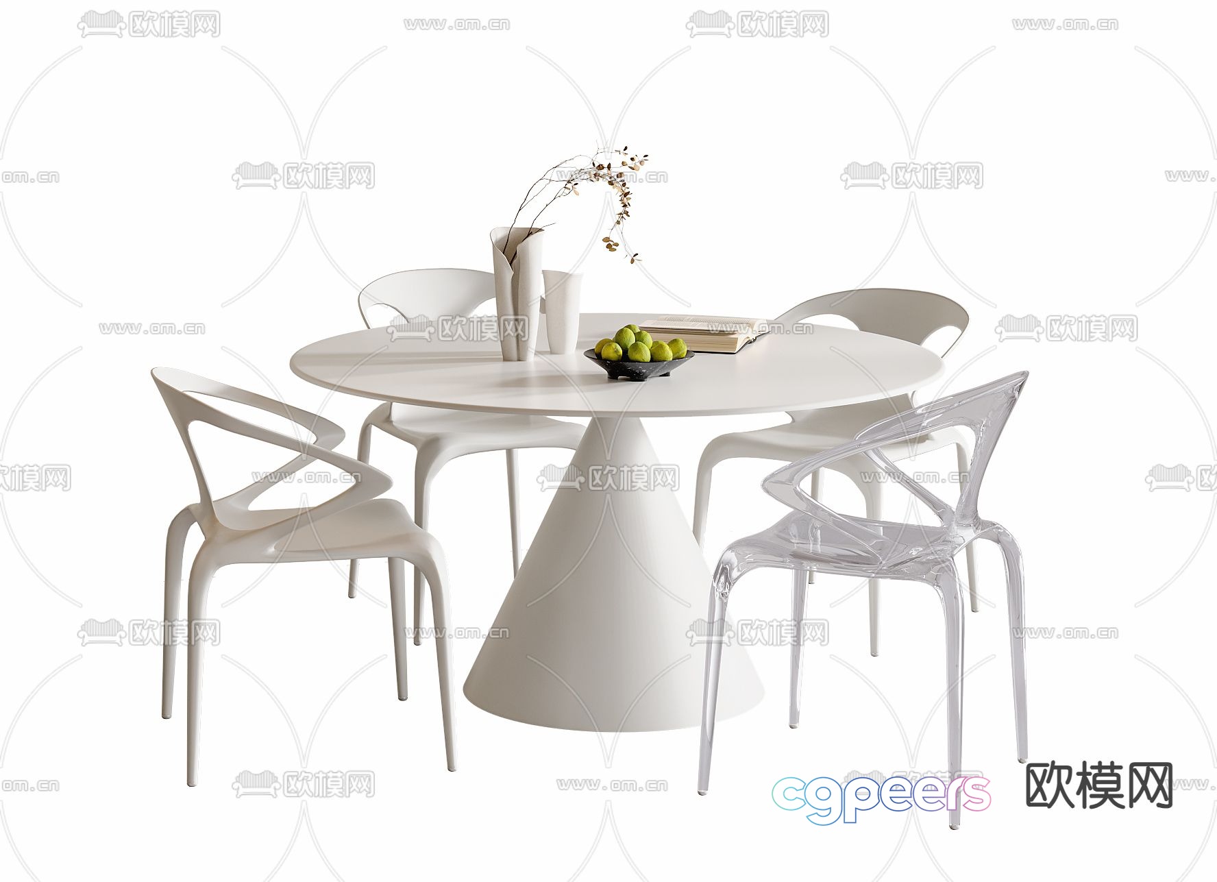 Round dining table and chairs 3d model Round dining table and chairs 3d model