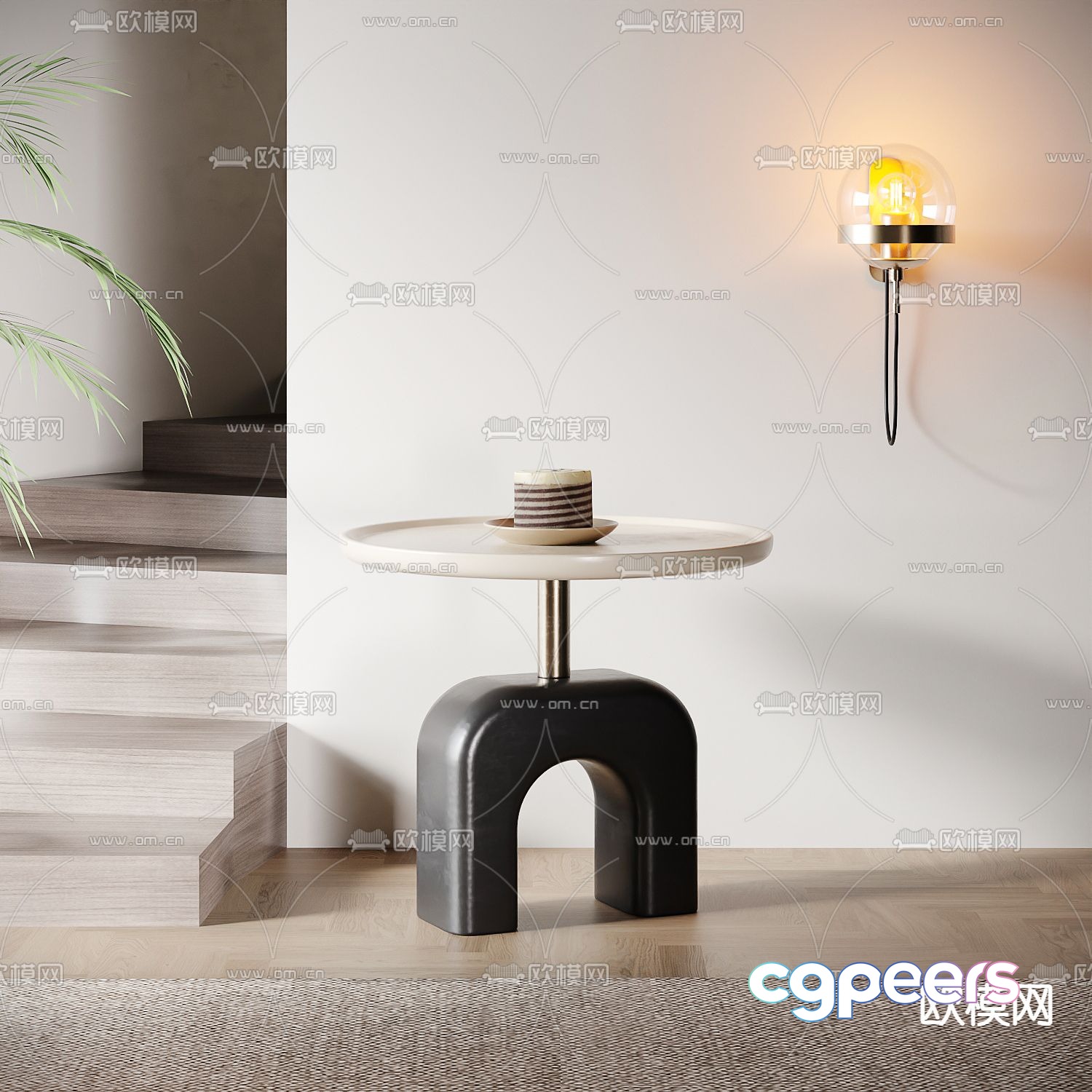 Round side corner table 3D model Round side corner table 3D model