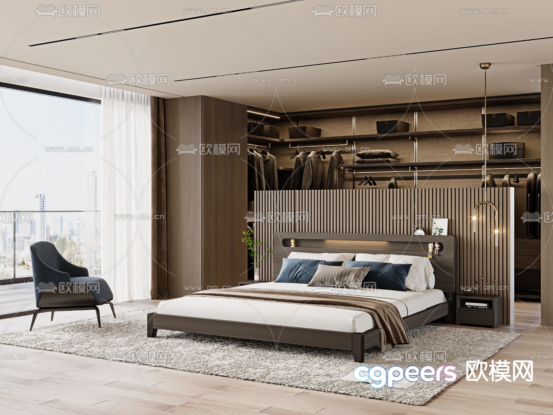Modern double bed 3d model Modern double bed 3d model
