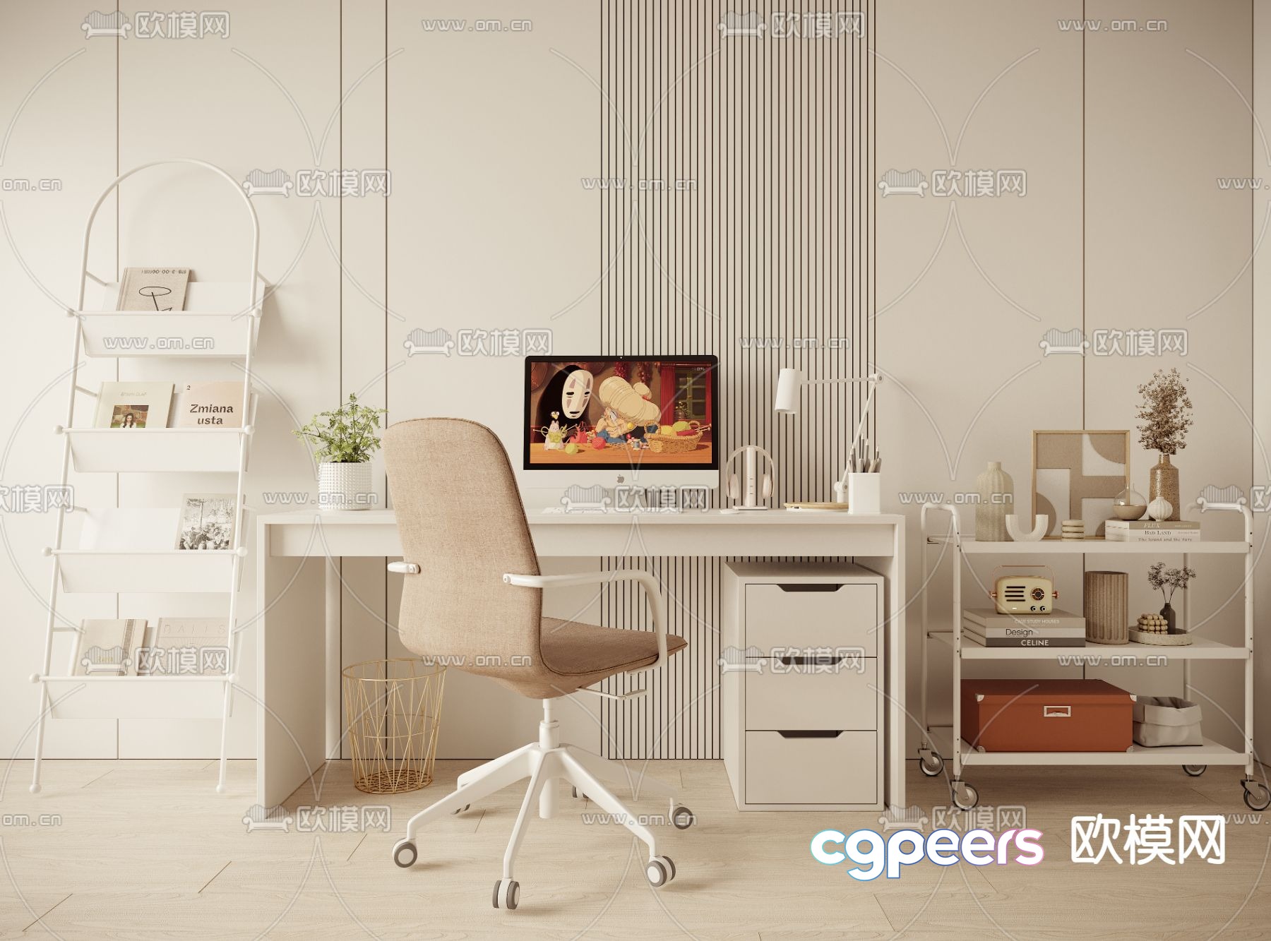 desk computer desk study table 3d model desk computer desk study table 3d model