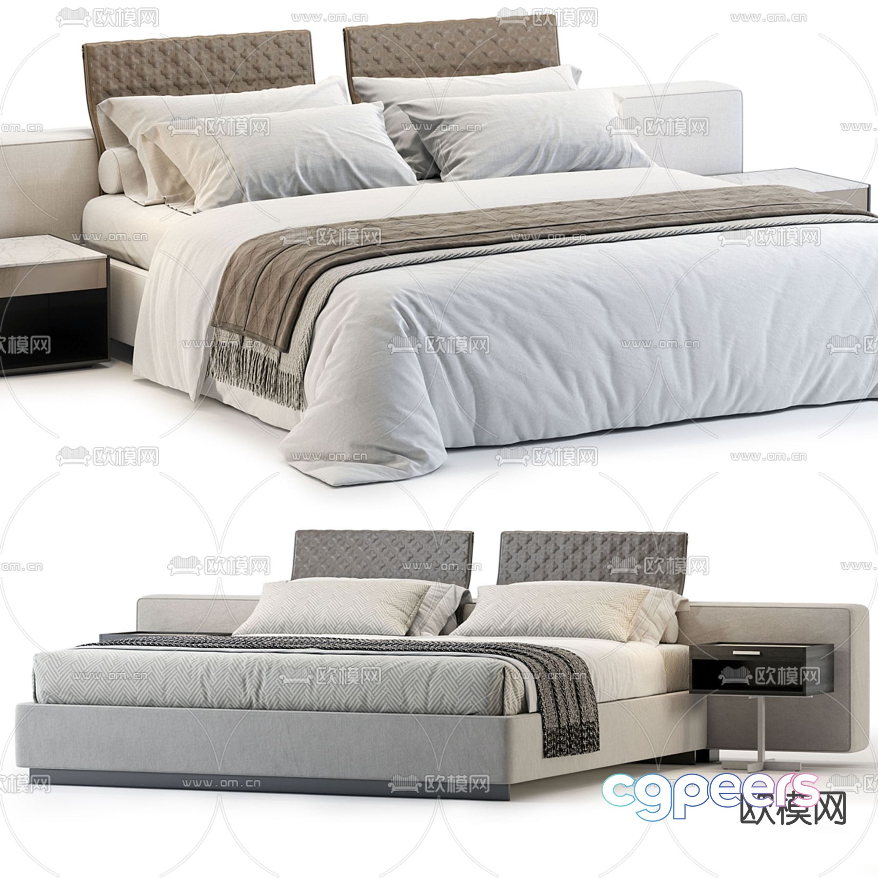 Modern double bed 3d model Modern double bed 3d model