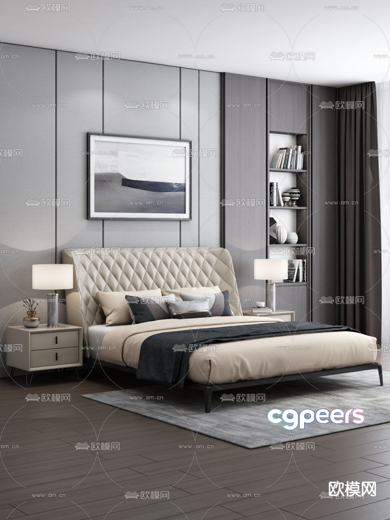 Modern double bed 3d model Modern double bed 3d model
