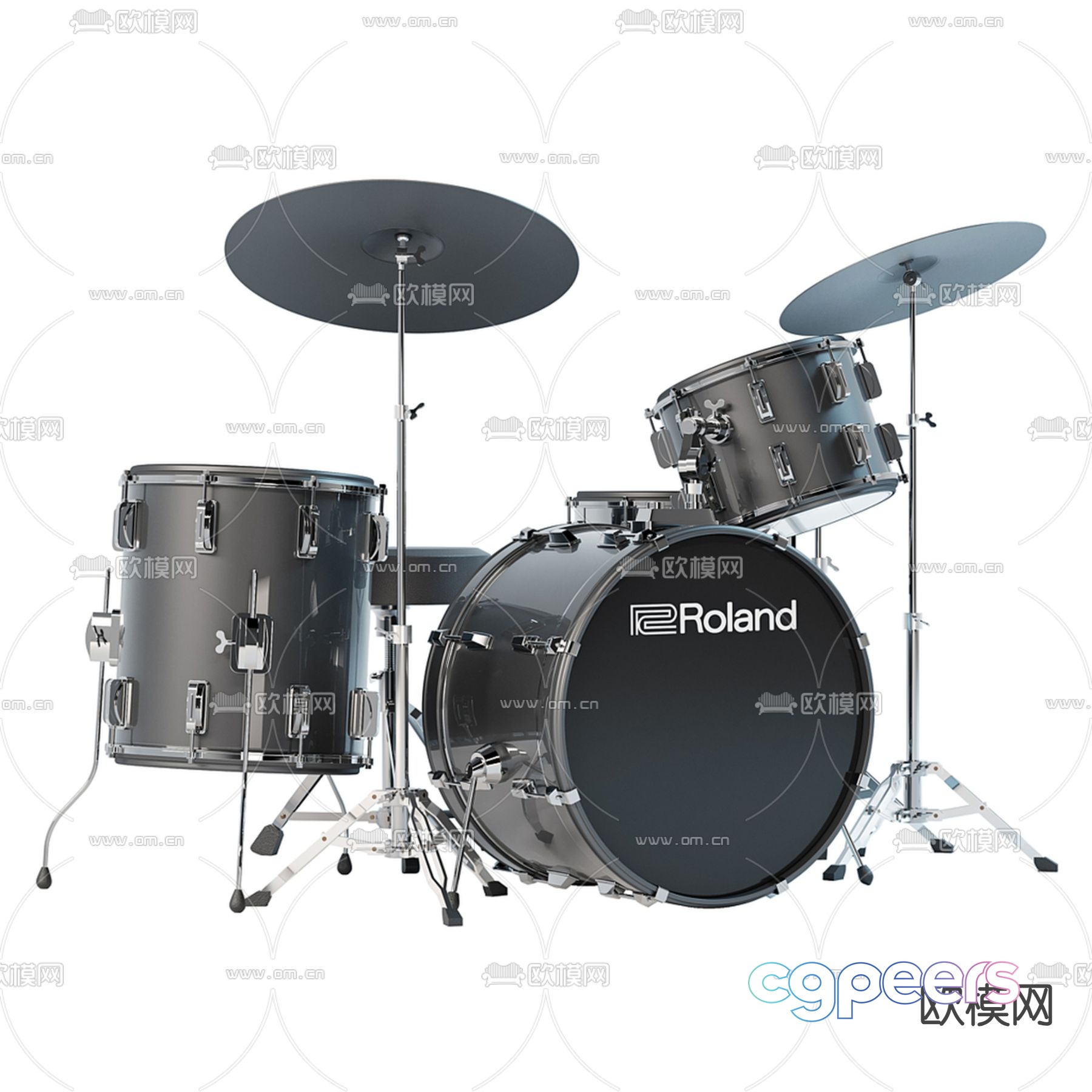 Roland drum set musical instrument 3d model Roland drum set musical instrument 3d model