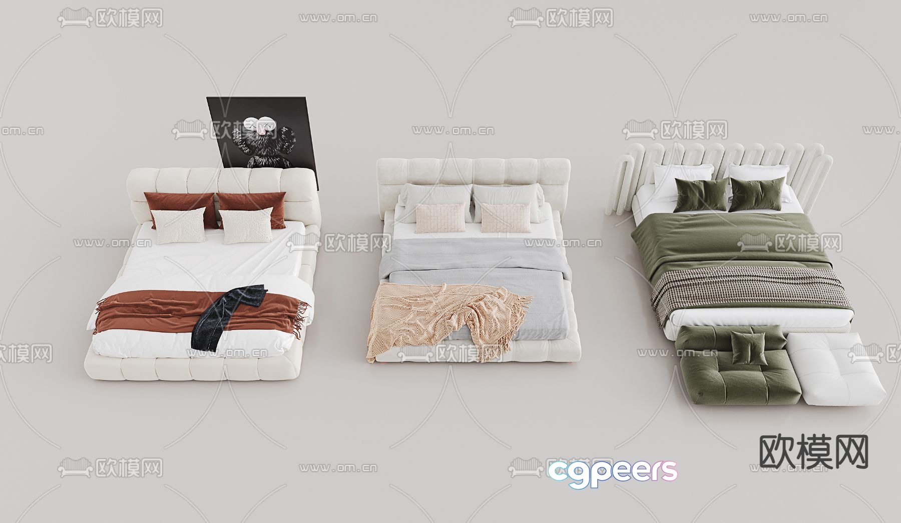 Modern double bed 3d model Modern double bed 3d model