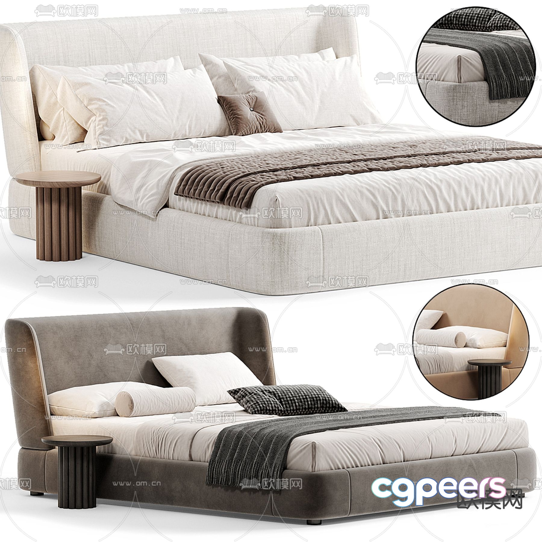 Modern double bed 3d model Modern double bed 3d model