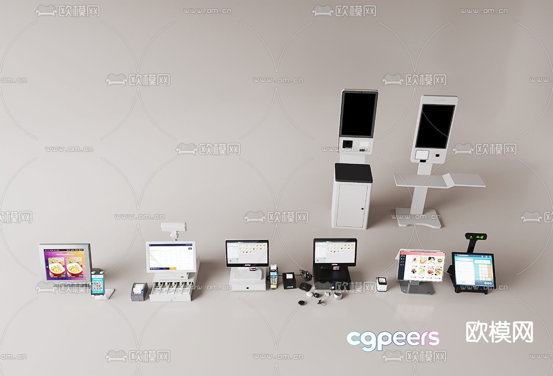 Cash register scanner payment machine service desk 3d model