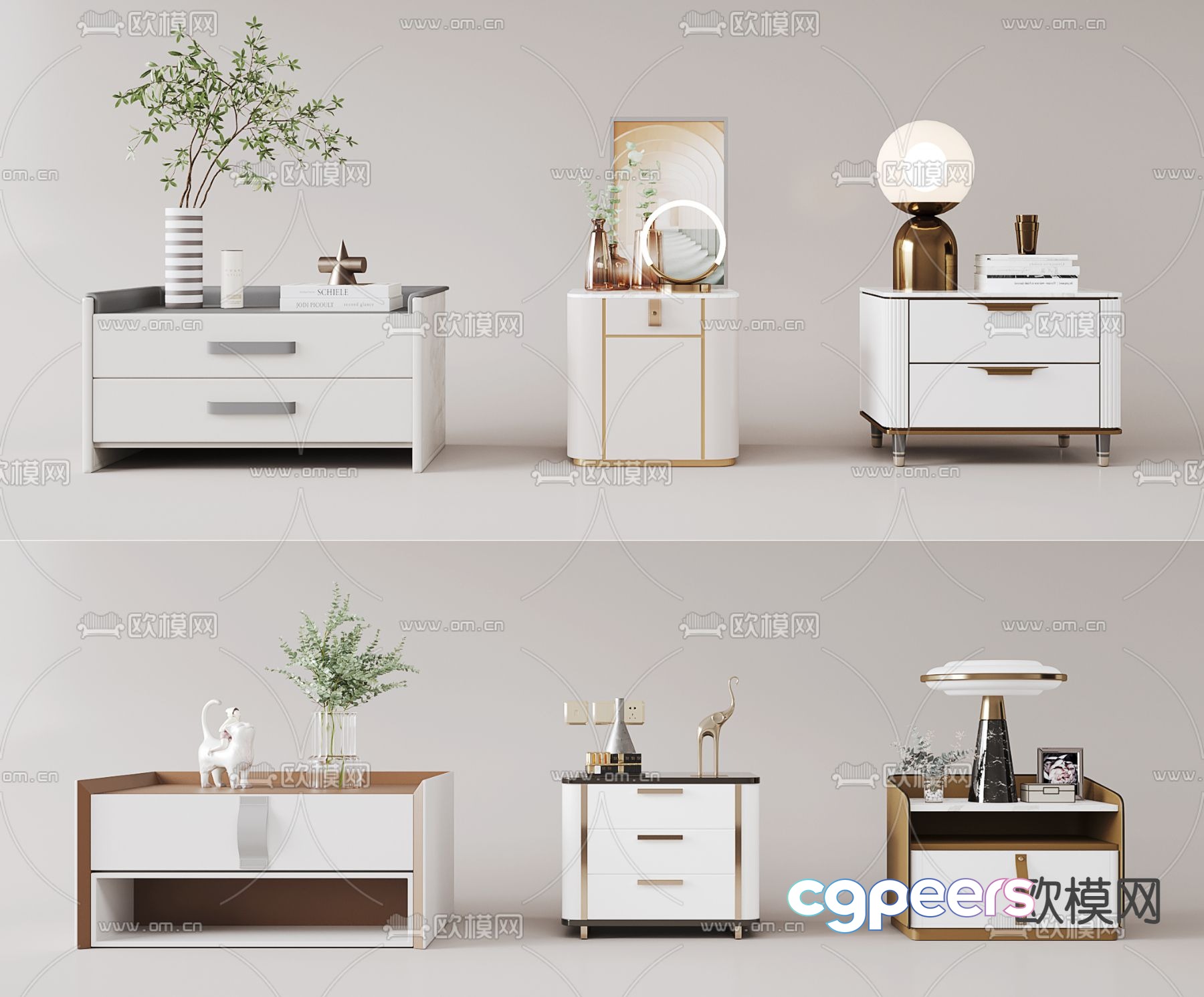 Light luxury bedside table 3D model Light luxury bedside table 3D model