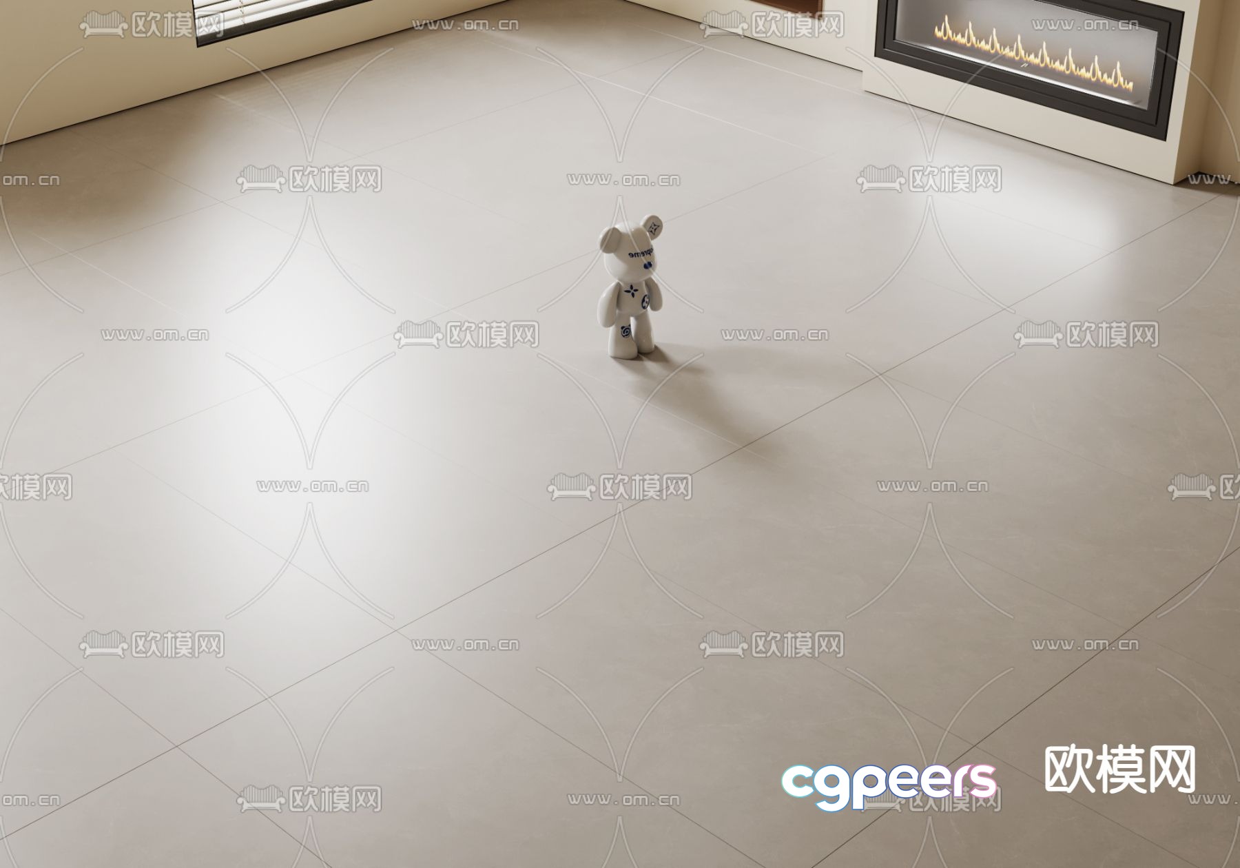 Light gray soft tiles matte tiles Warm floor tiles 3D model Light gray soft tiles matte tiles Warm floor tiles 3D model