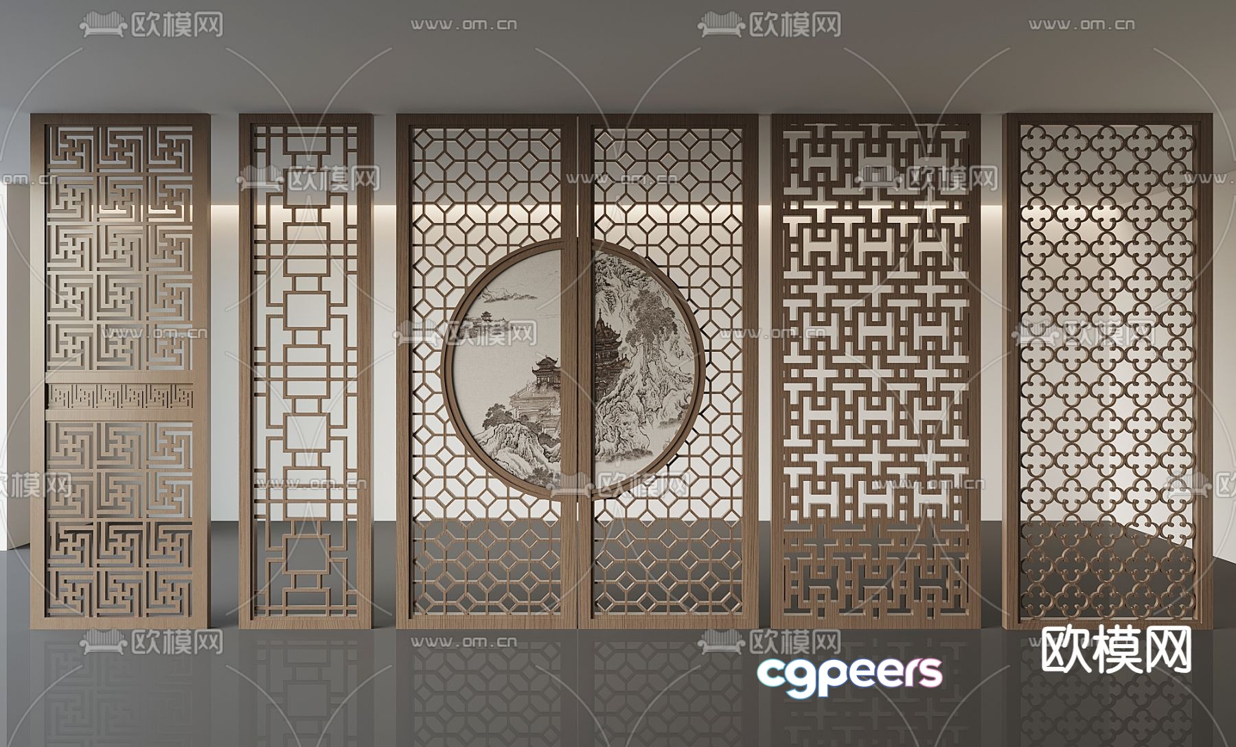 New Chinese-style screen partition 3D model New Chinese-style screen partition 3D model