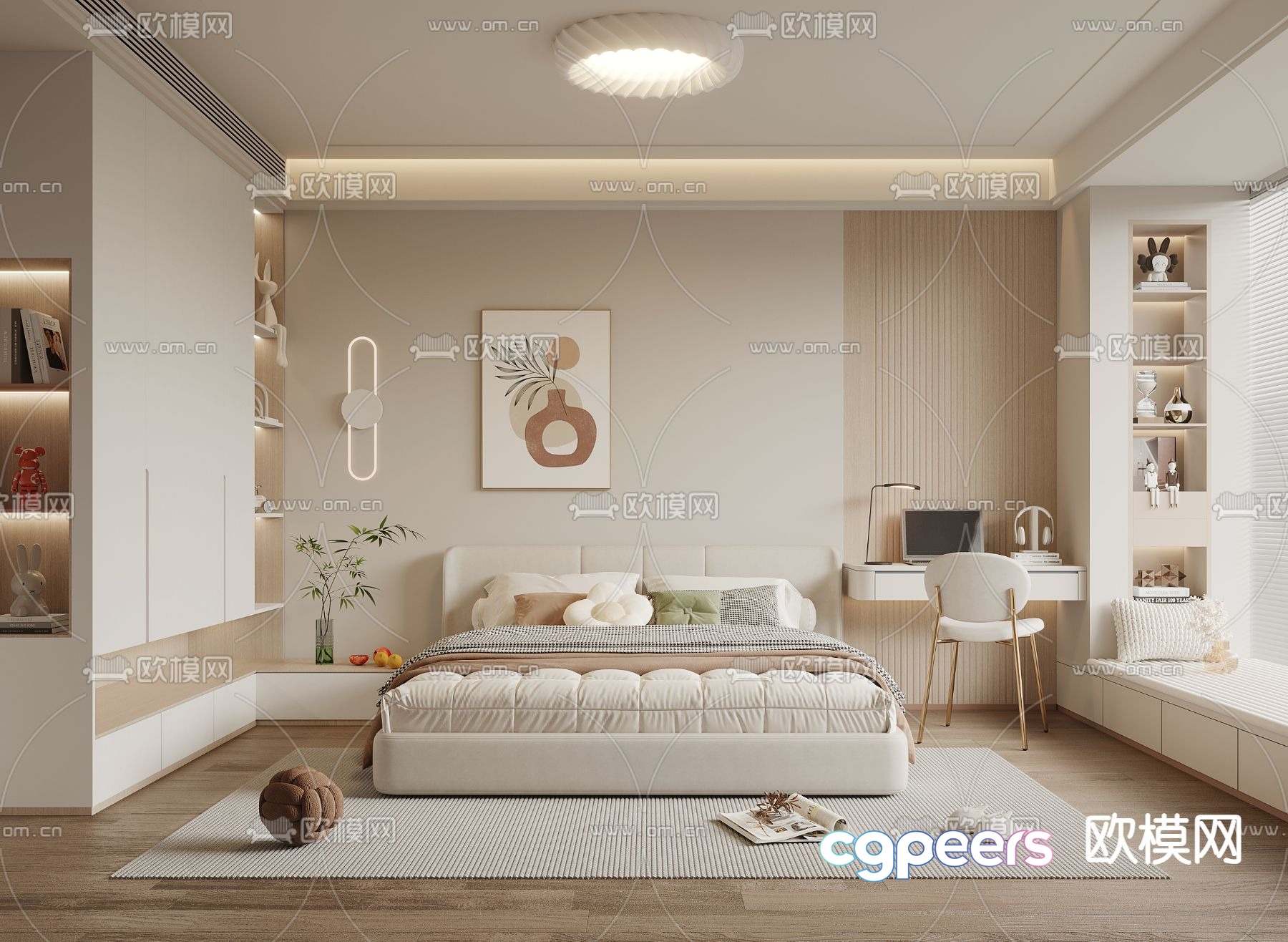 Creamy Bedroom Master Room 3D Model Creamy Bedroom Master Room 3D Model