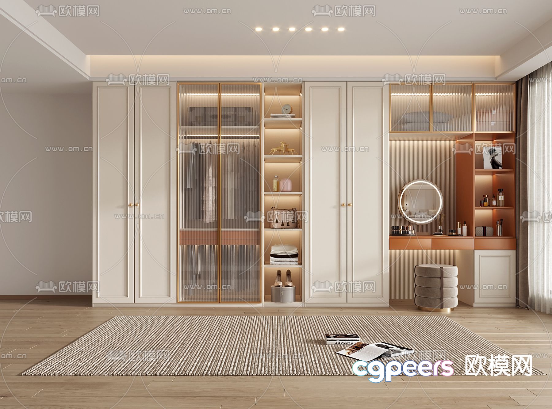 Simple European wardrobe wardrobe dresser 3d model Simple European wardrobe wardrobe dresser 3d model