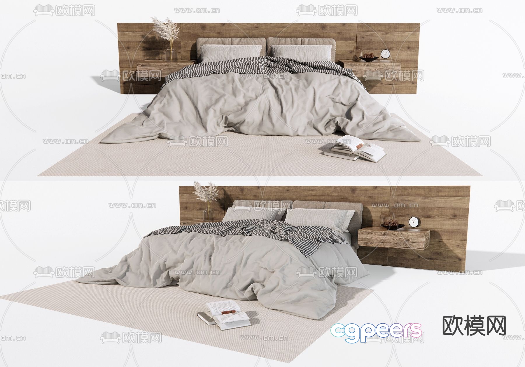 Modern double bed 3d model Modern double bed 3d model