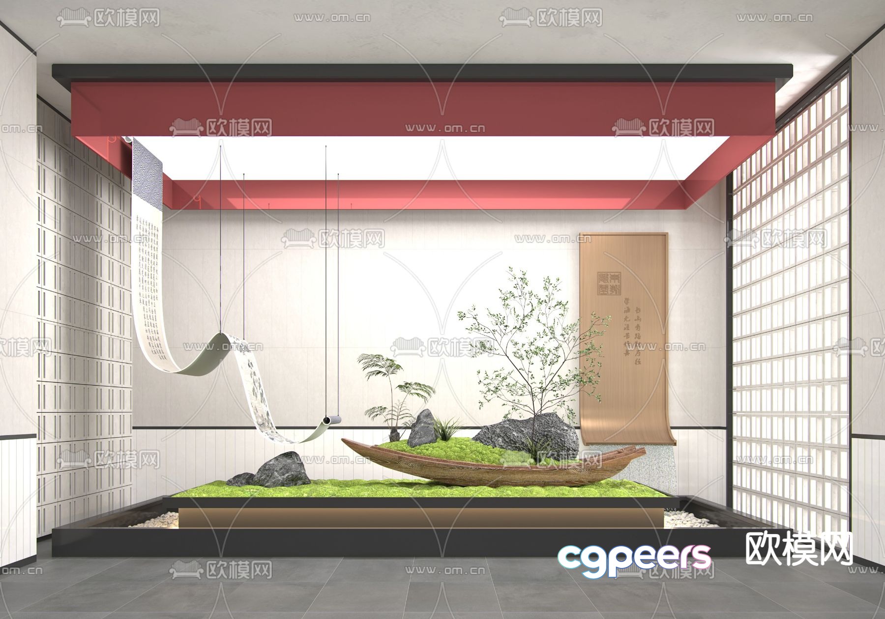 Indoor landscape moss landscaping scroll device 3d model Indoor landscape moss landscaping scroll device 3d model