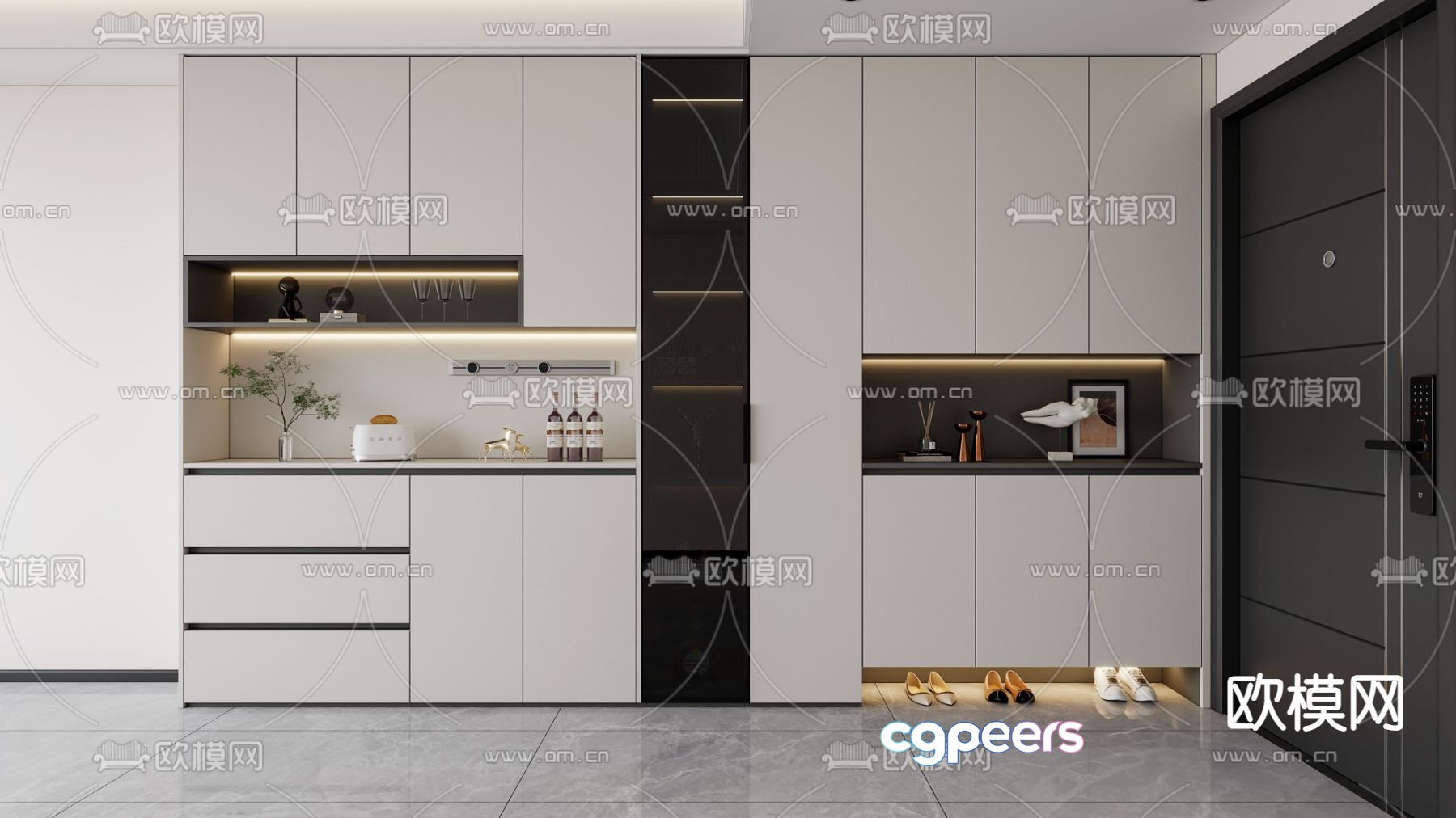 Entry shoe cabinet sideboard 3d model Entry shoe cabinet sideboard 3d model