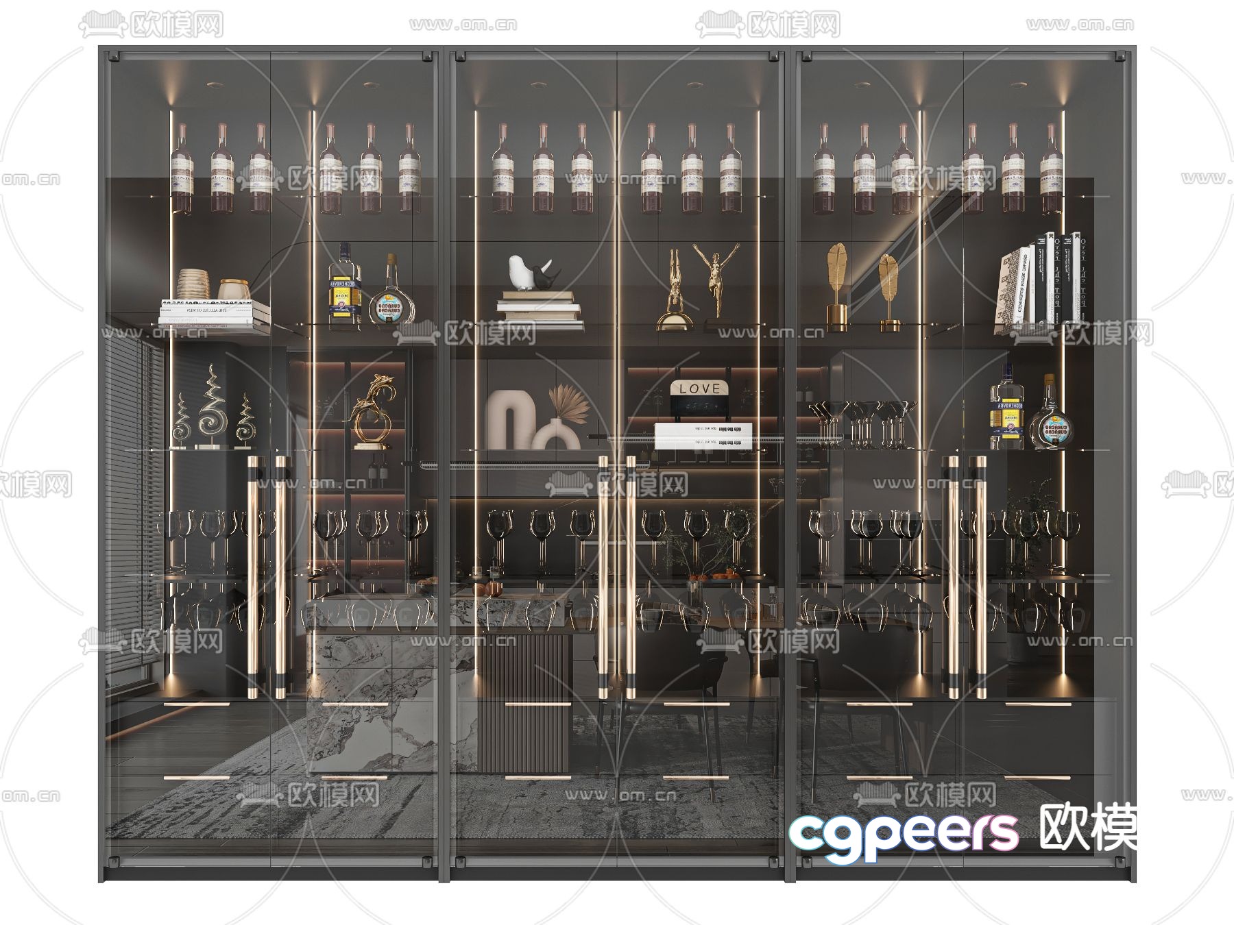 Glass wine cabinet 3d model Glass wine cabinet 3d model