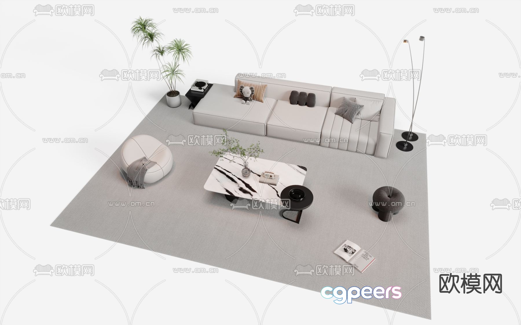 Modular sofa upholstered sofa 3d model Modular sofa upholstered sofa 3d model