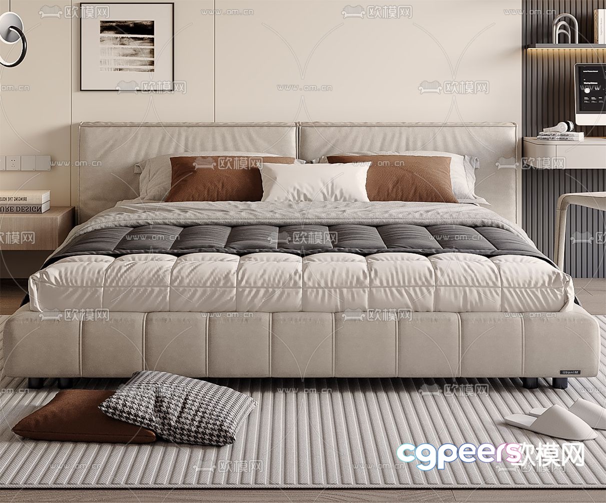 Modern double bed 3d model Modern double bed 3d model