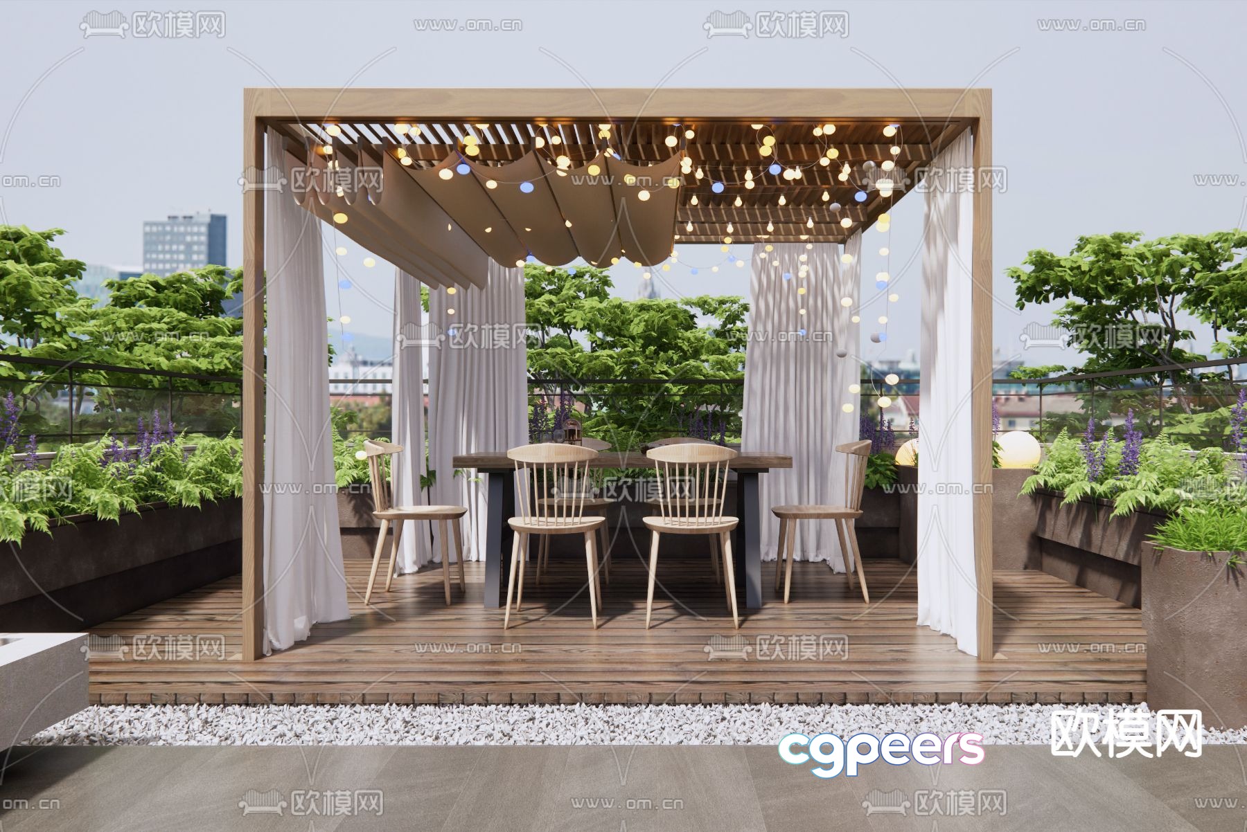 Roof garden 3d model Roof garden 3d model