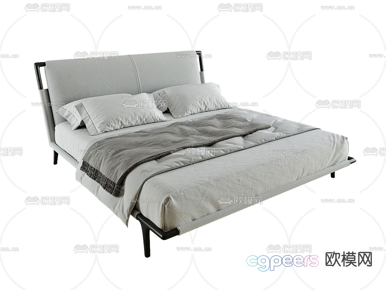 Modern double bed 3d model Modern double bed 3d model
