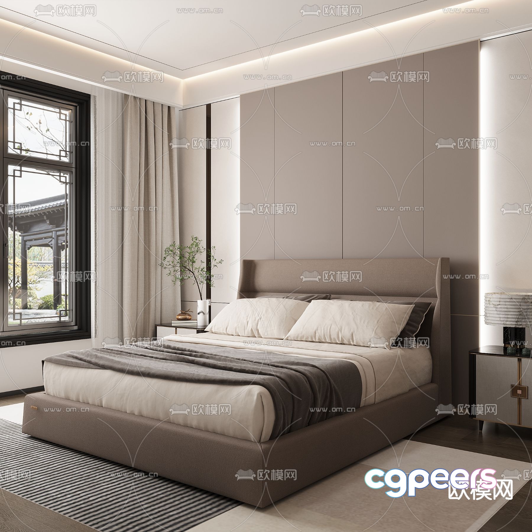 Modern double bed 3d model Modern double bed 3d model