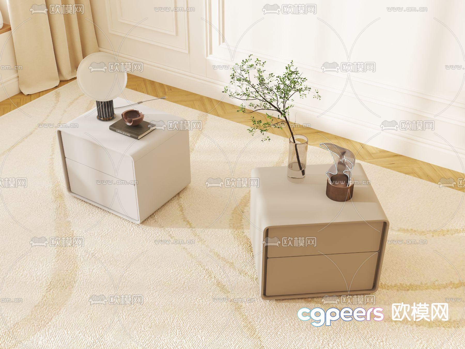 Modern bedside table 3d model Modern bedside table 3d model
