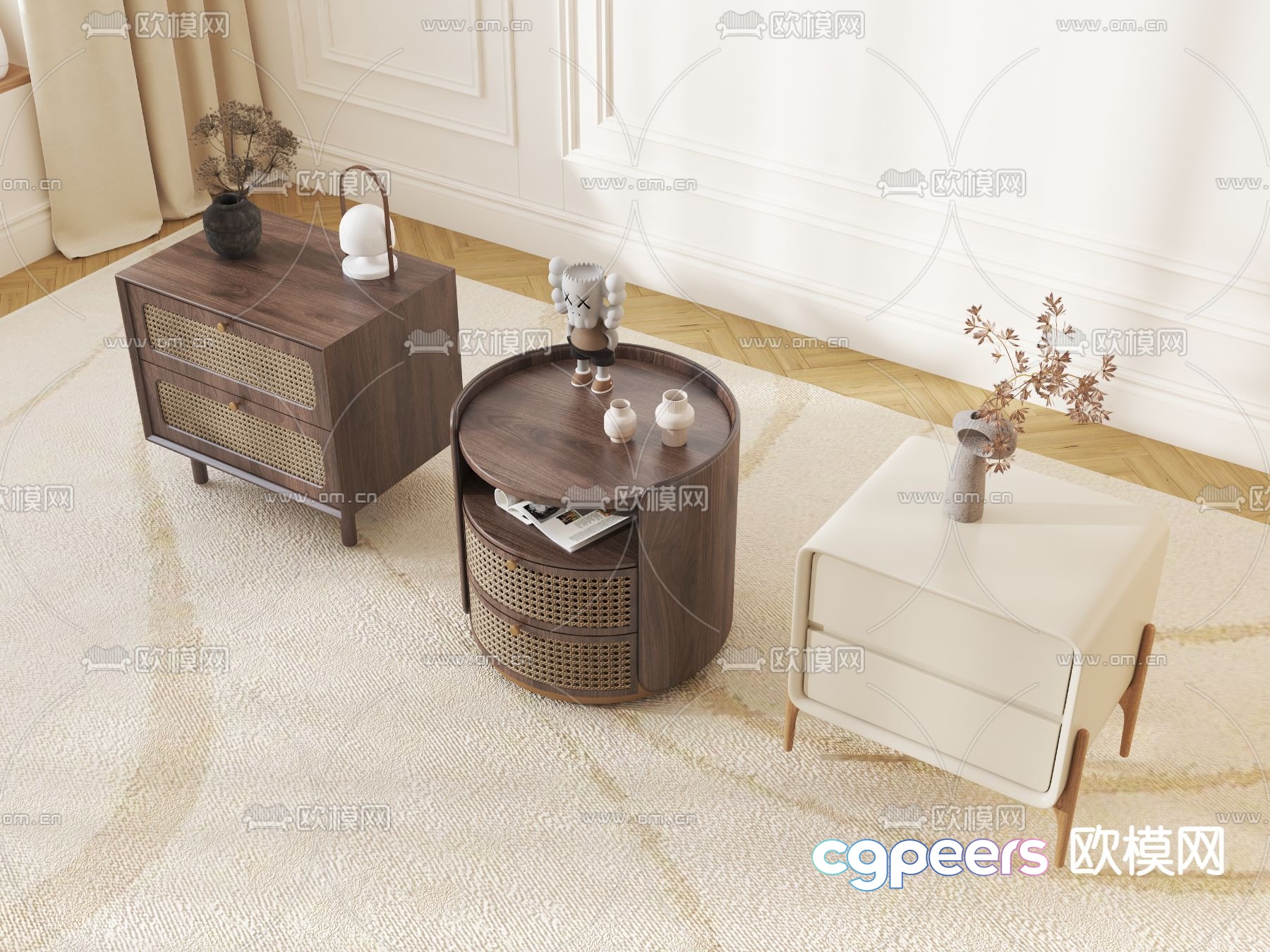 Nordic bedside table 3d model Nordic bedside table 3d model