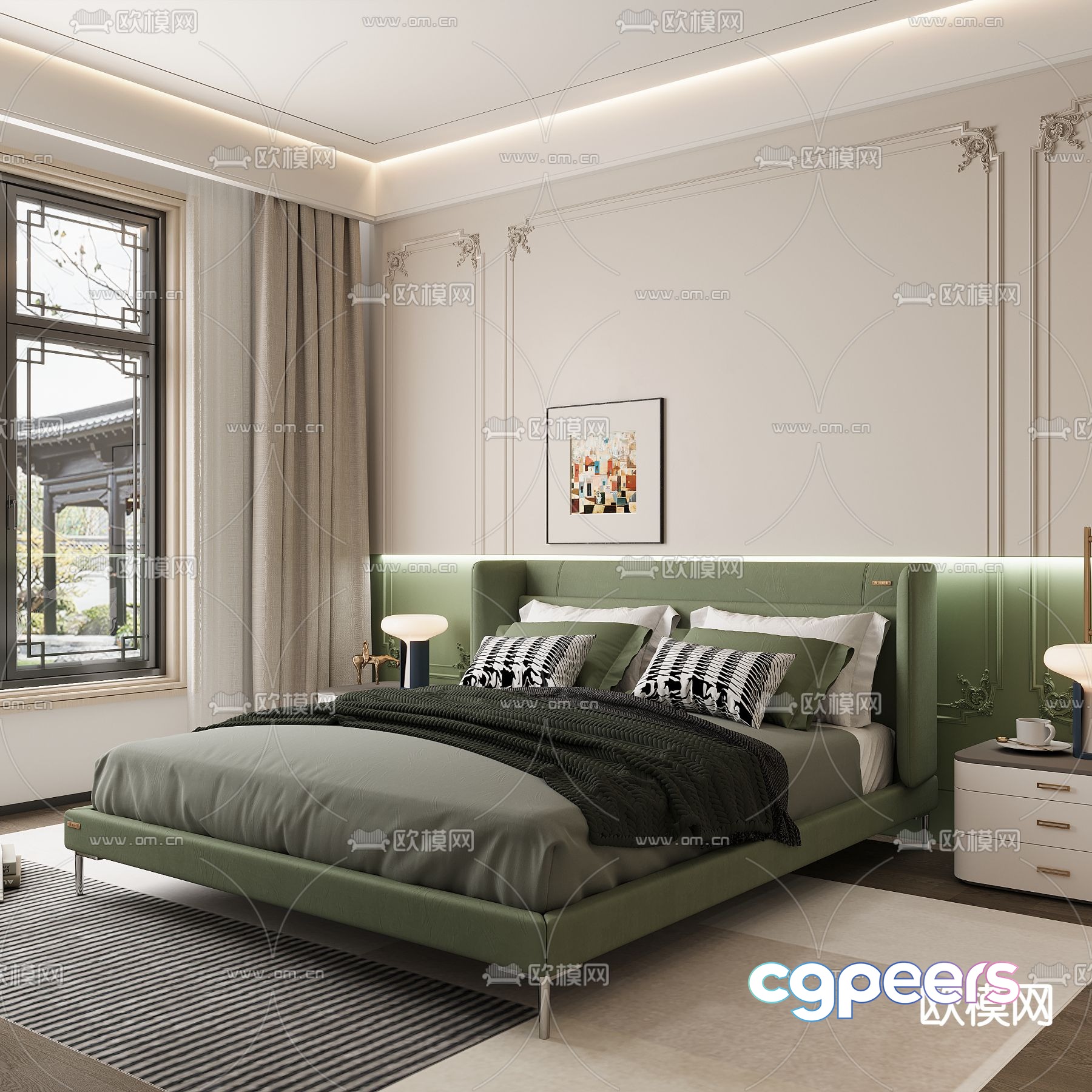 Modern double bed 3d model Modern double bed 3d model