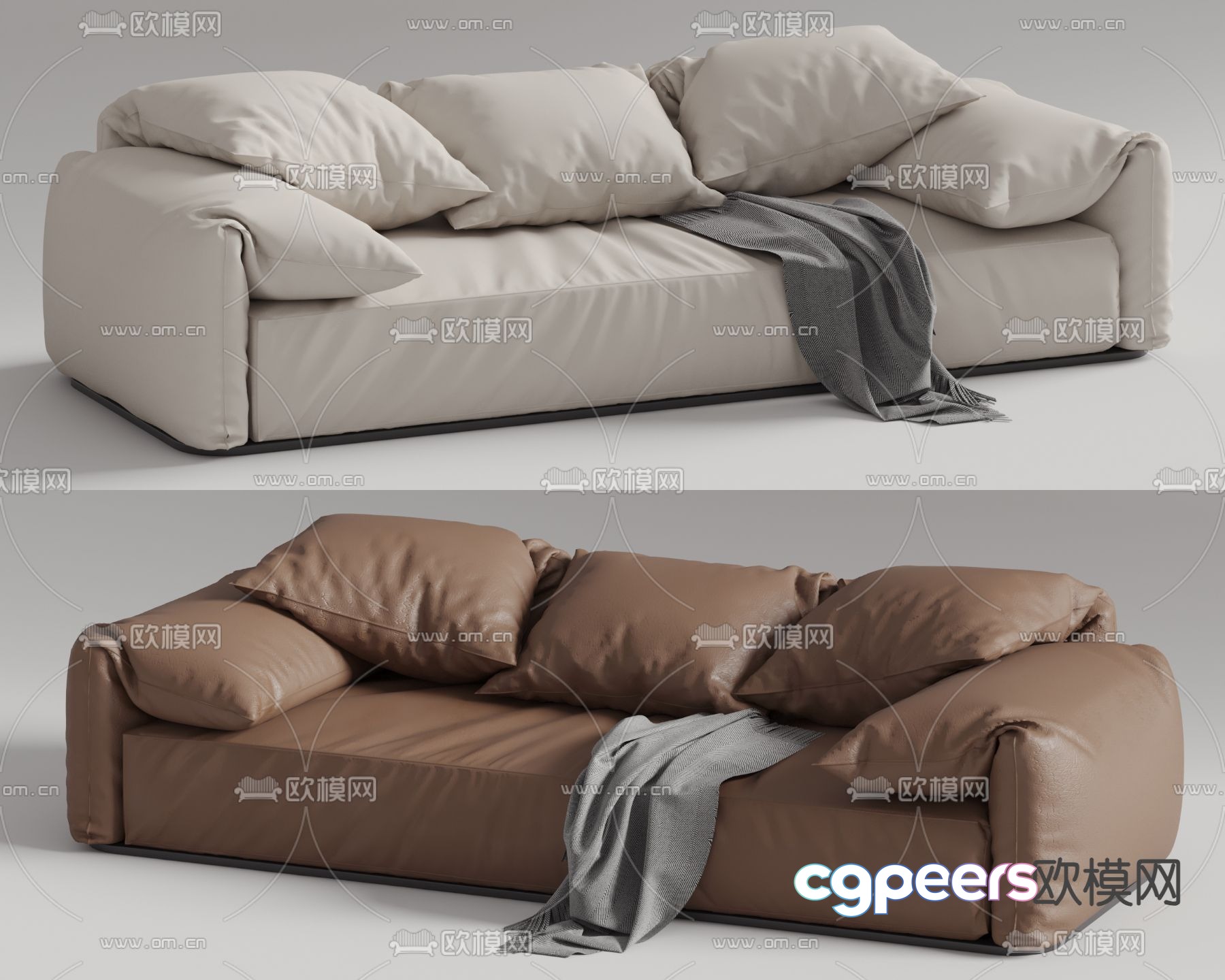 Sillón loveseat leather sofa 3d model Sillón loveseat leather sofa 3d model