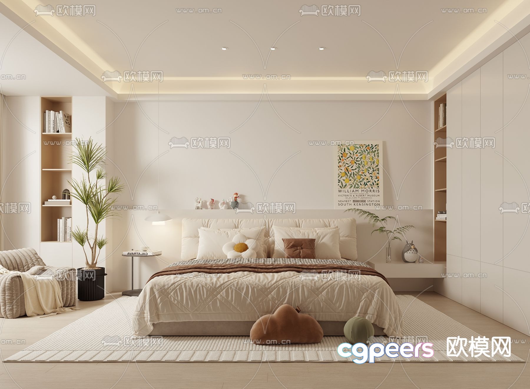 Creamy Bedroom Master Room 3D Model Creamy Bedroom Master Room 3D Model