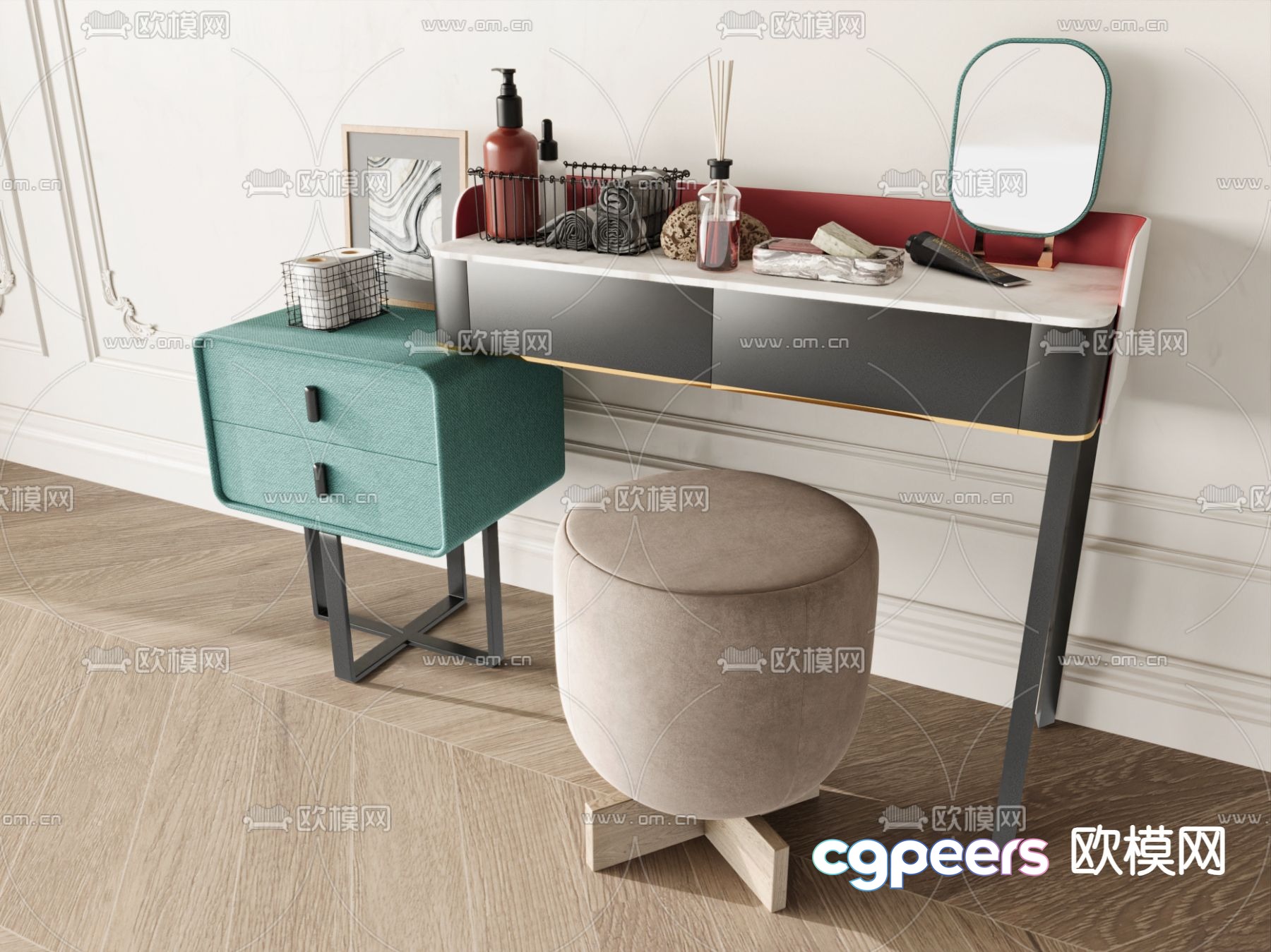 Light luxury dressing table 3D model Light luxury dressing table 3D model