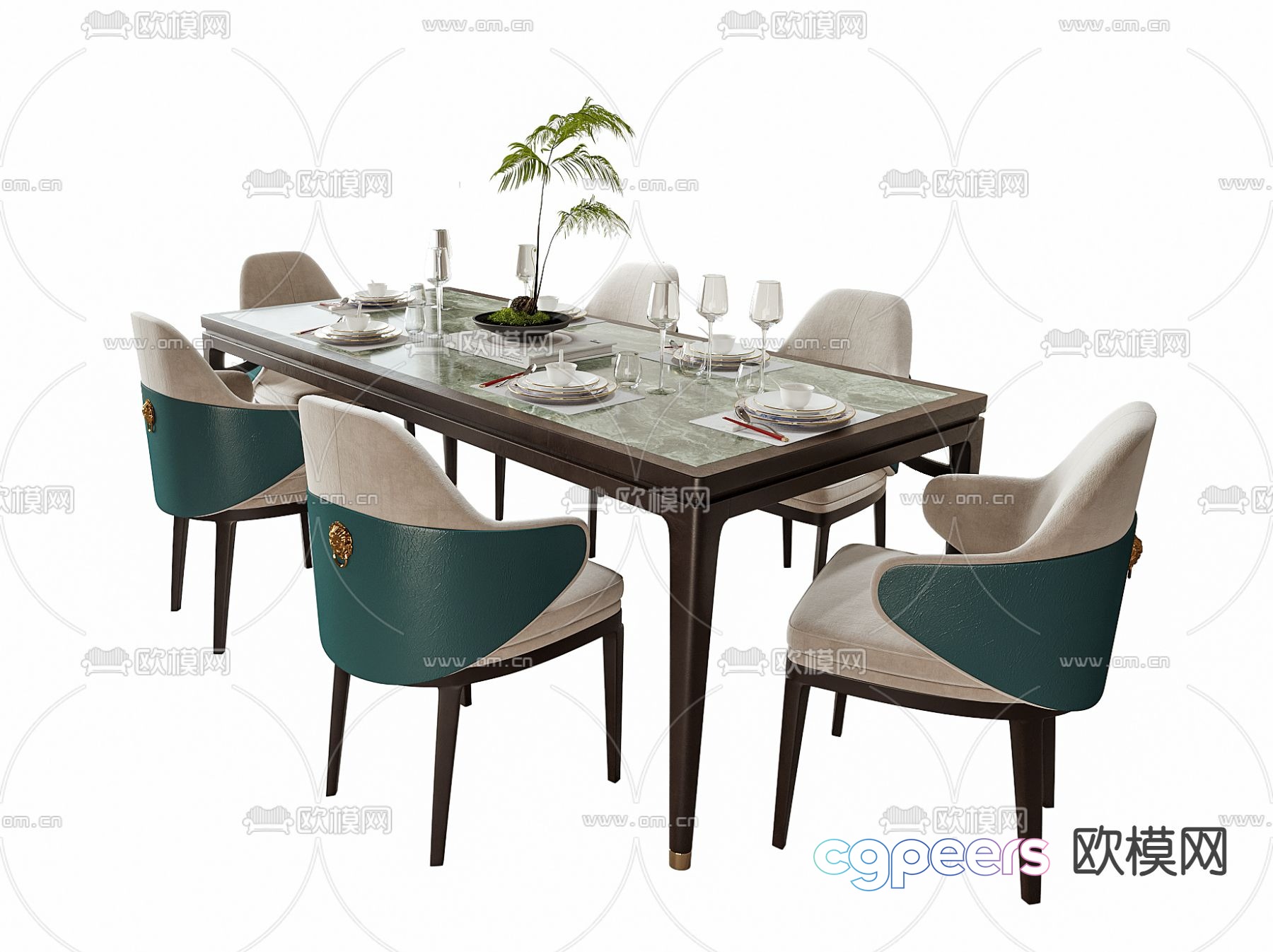 New Chinese dining table and chairs 3d model New Chinese dining table and chairs 3d model