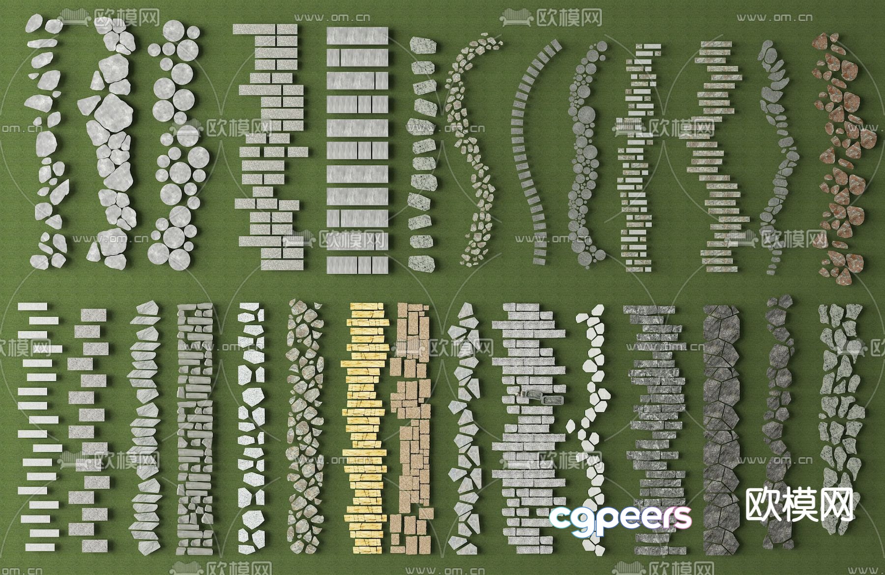 Chinese Tingbu bluestone road garden road pavement 3D model Chinese Tingbu bluestone road garden road pavement 3D model