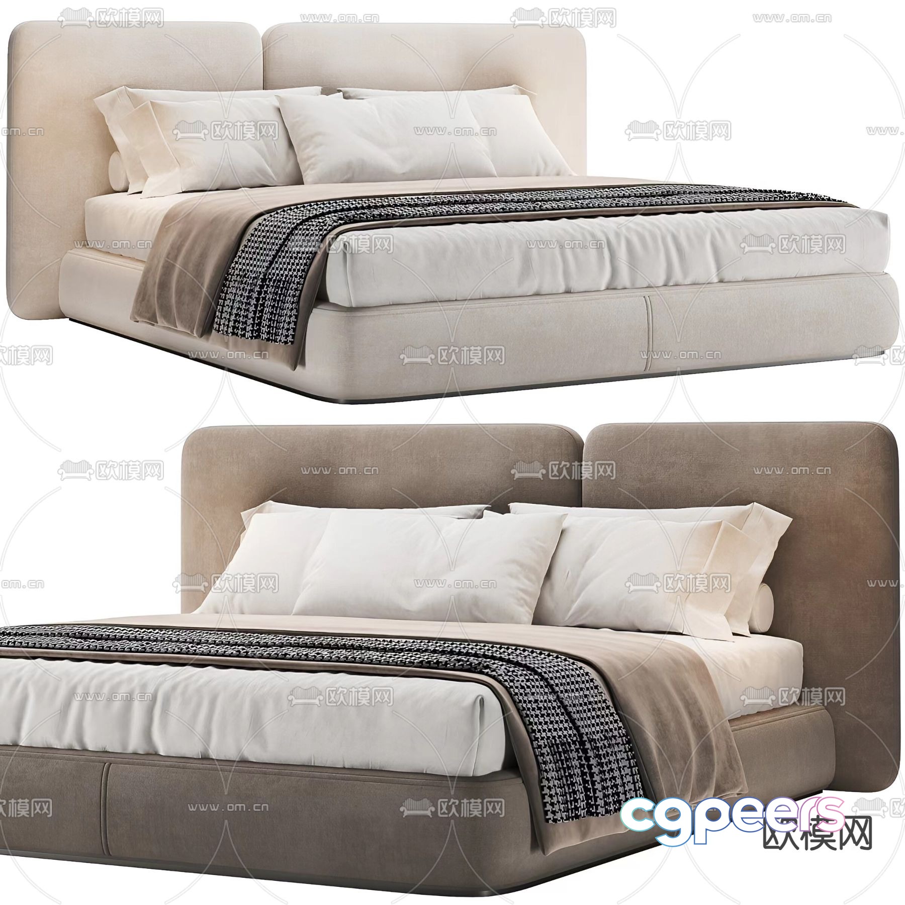 Modern double bed 3d model Modern double bed 3d model