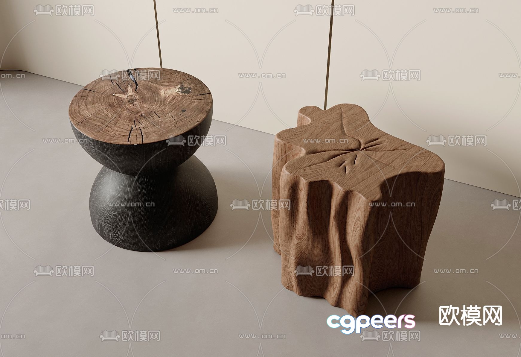 Wabi-sabi stool round stool low stool sitting stool root carving stool 3D model Wabi-sabi stool round stool low stool sitting stool root carving stool 3D model