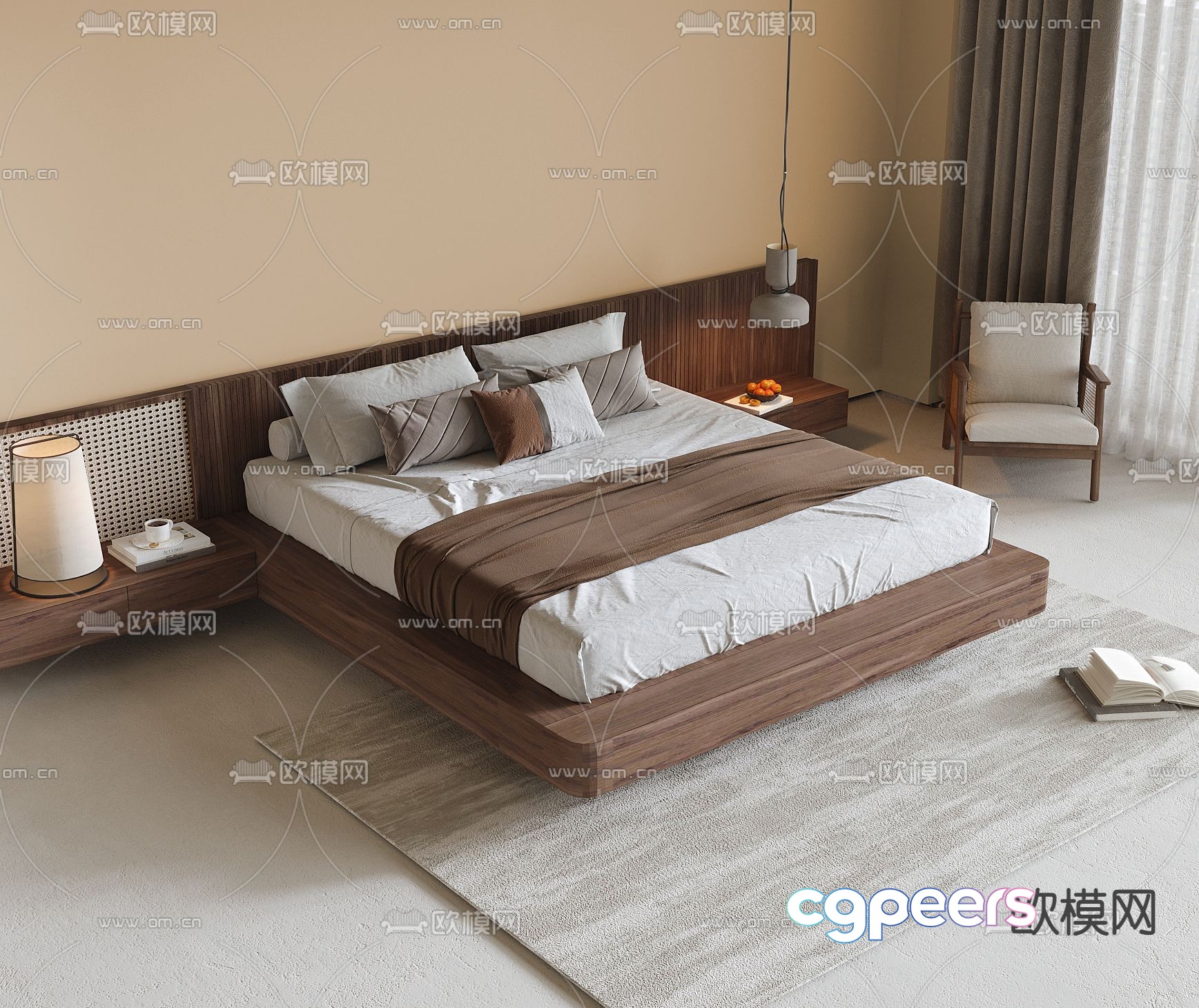Medieval style double bed 3d model Medieval style double bed 3d model