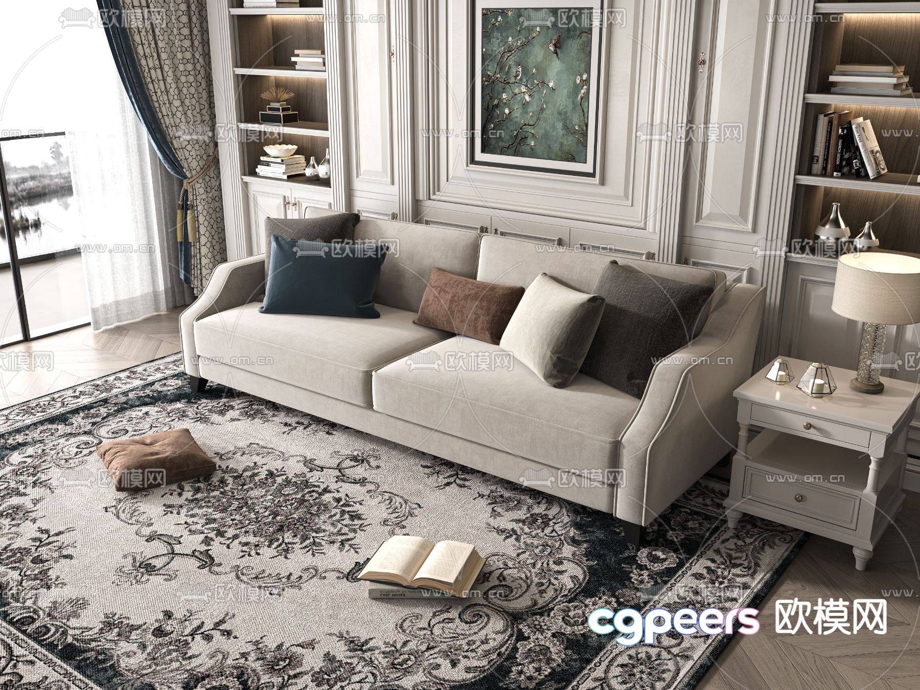 Double sofa upholstered sofa 3d model Double sofa upholstered sofa 3d model