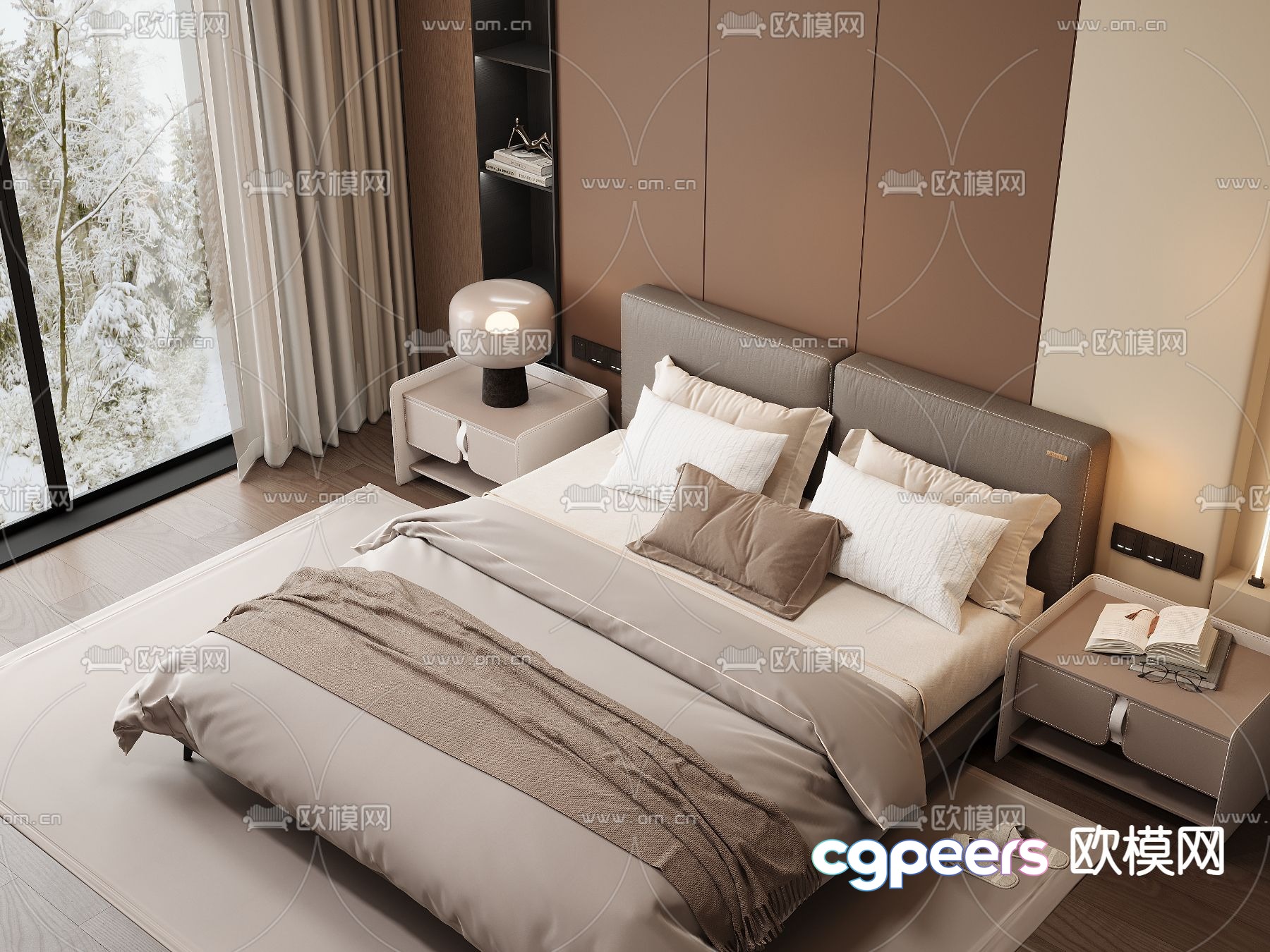 Modern double bed 3d model Modern double bed 3d model