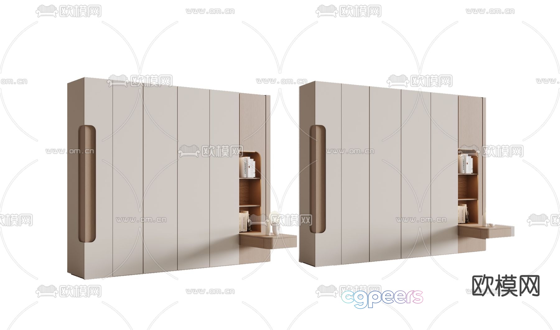 Cream style wardrobe wardrobe bedside table 3d model Cream style wardrobe wardrobe bedside table 3d model