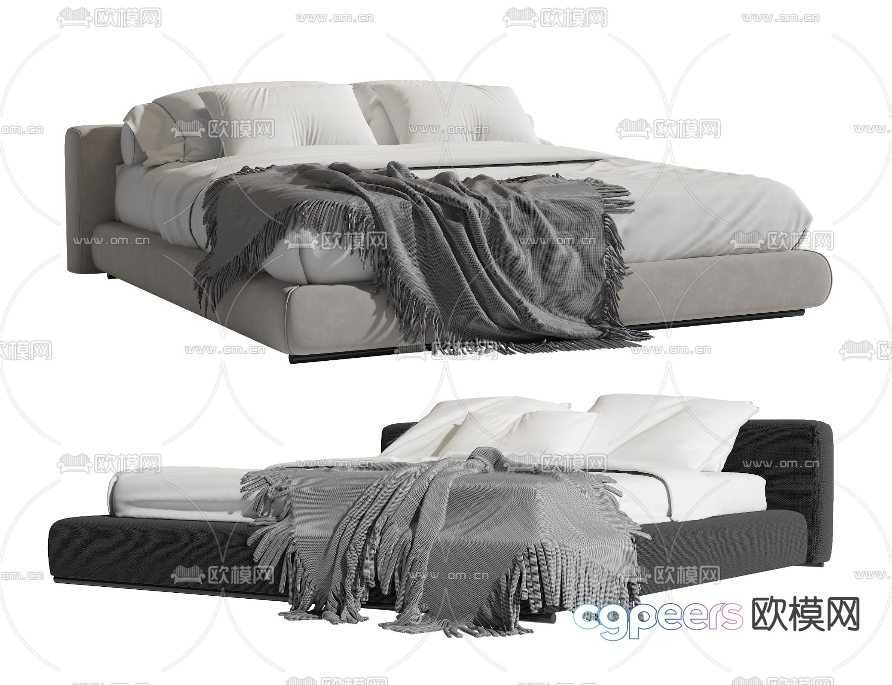 Modern double bed 3d model Modern double bed 3d model