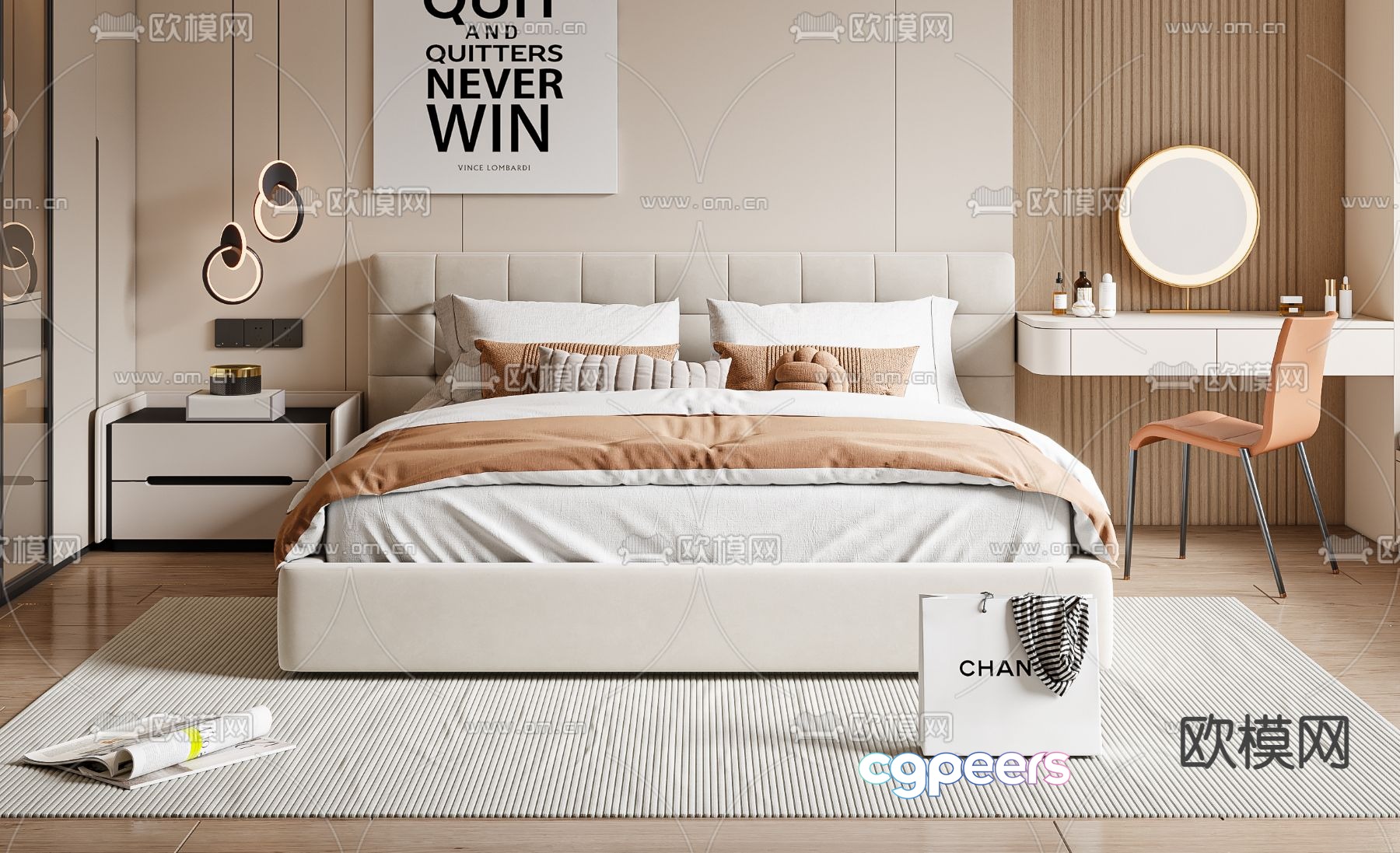 Modern double bed 3d model Modern double bed 3d model