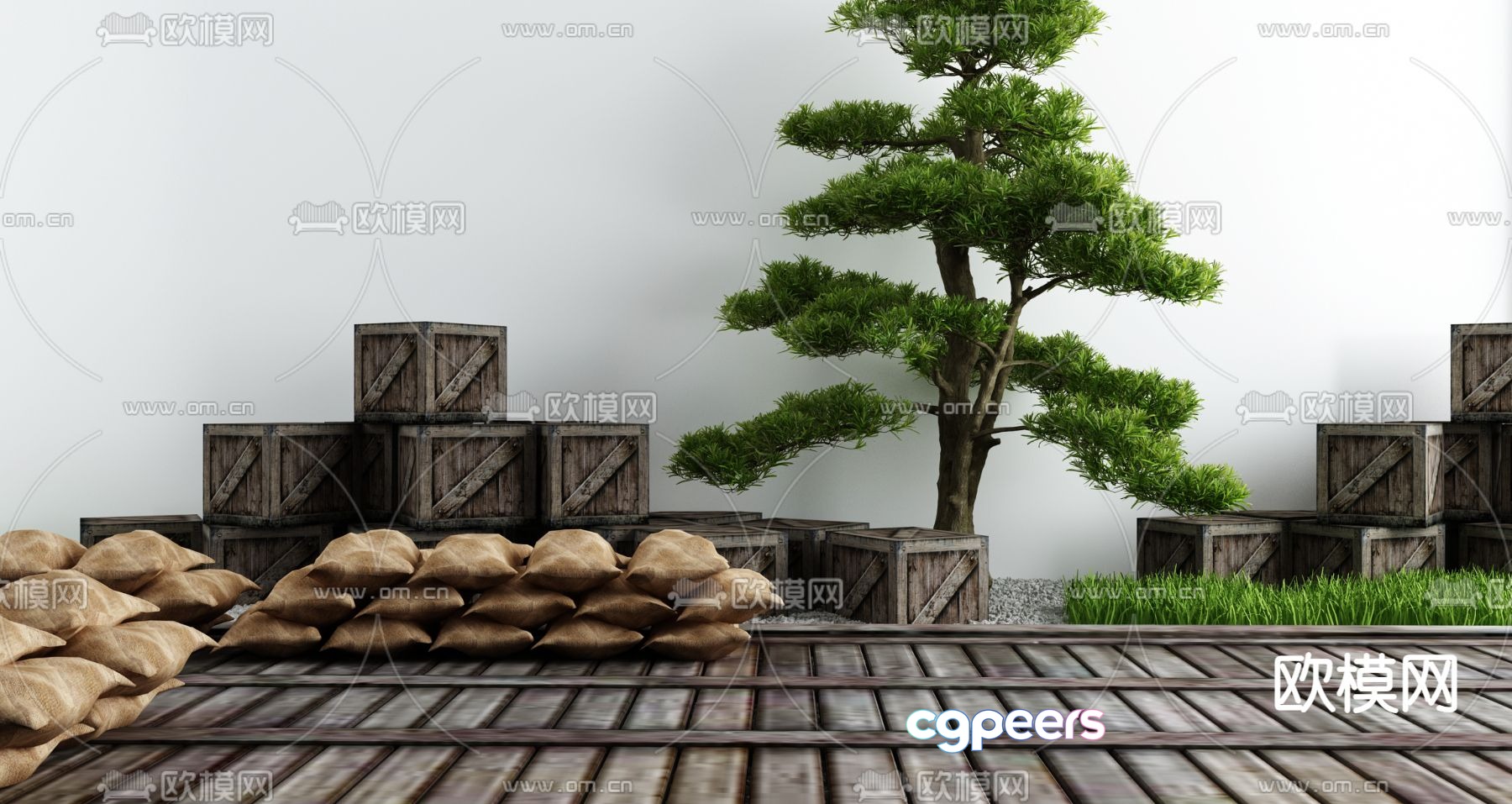 Courtyard landscape sketch 3D model Courtyard landscape sketch 3D model