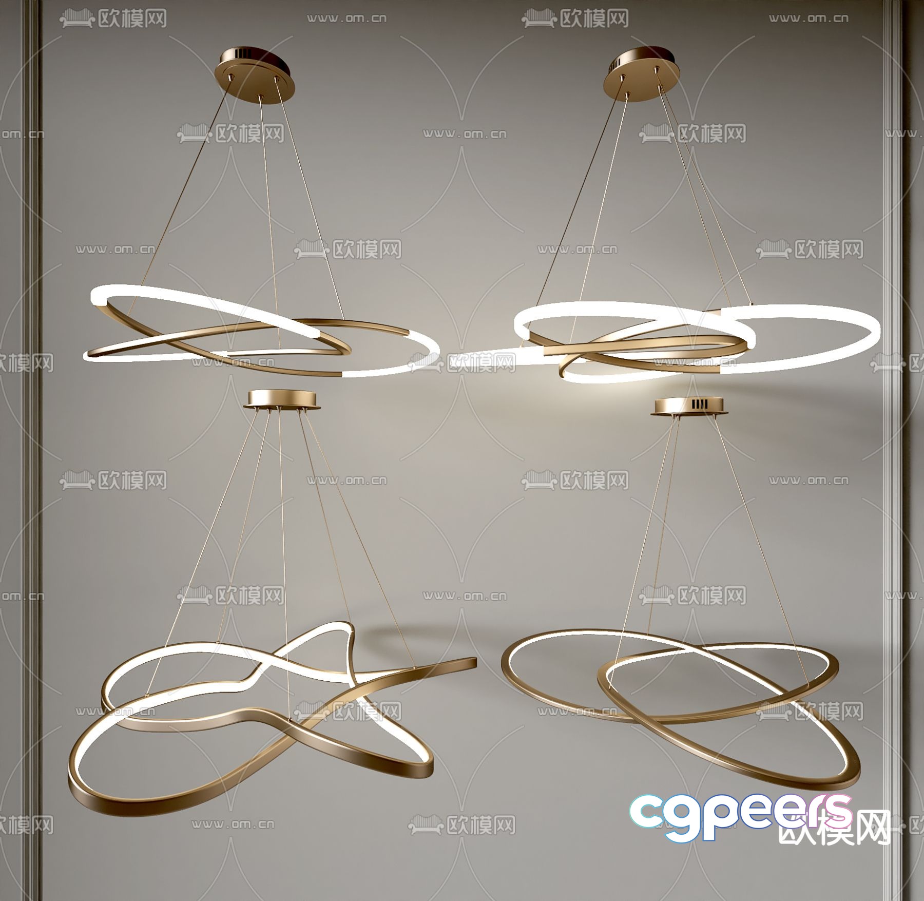 Light luxury chandeliers hall chandeliers 3D model Light luxury chandeliers hall chandeliers 3D model