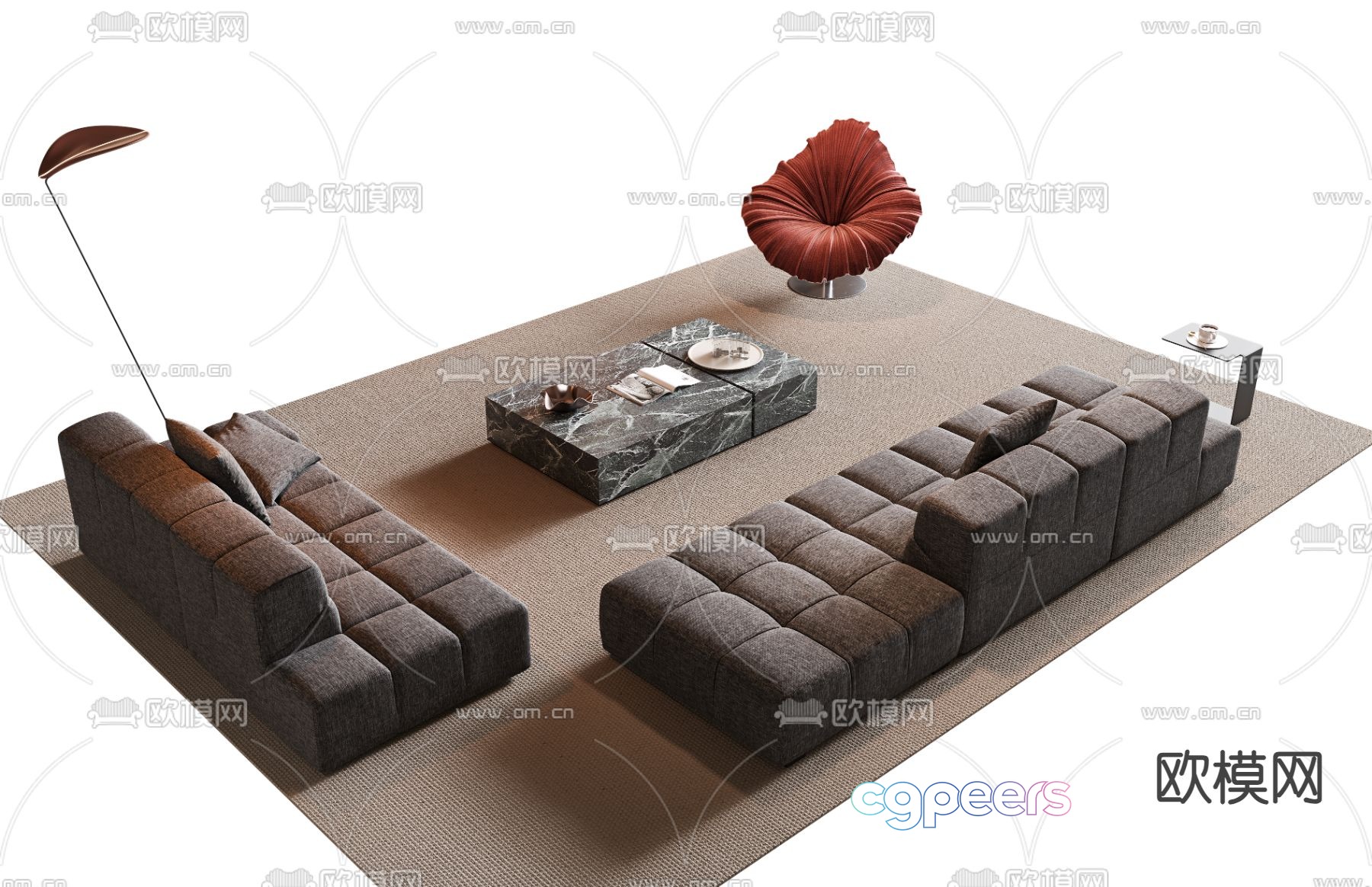 Modern sectional sofa 3d model Modern sectional sofa 3d model