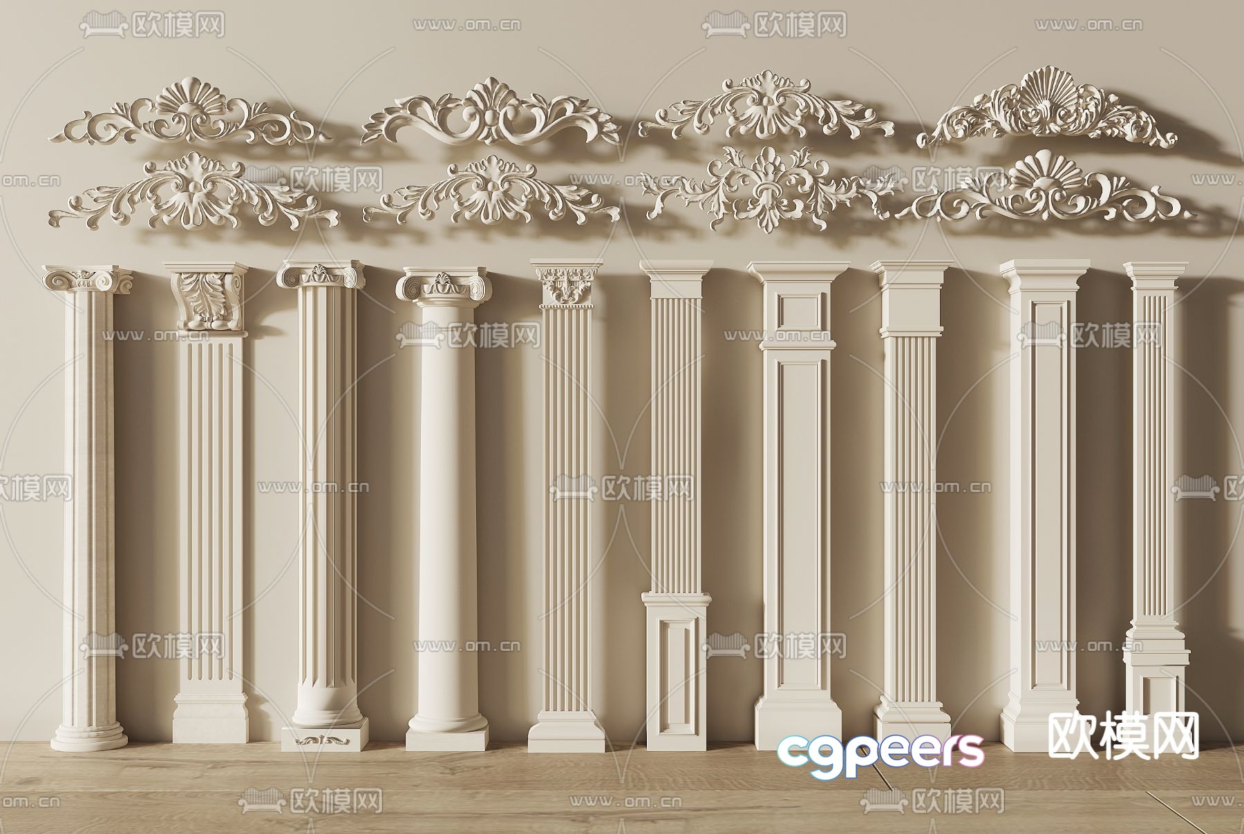 Simple European Column Carved Style Roman Column 3D Model Simple European Column Carved Style Roman Column 3D Model