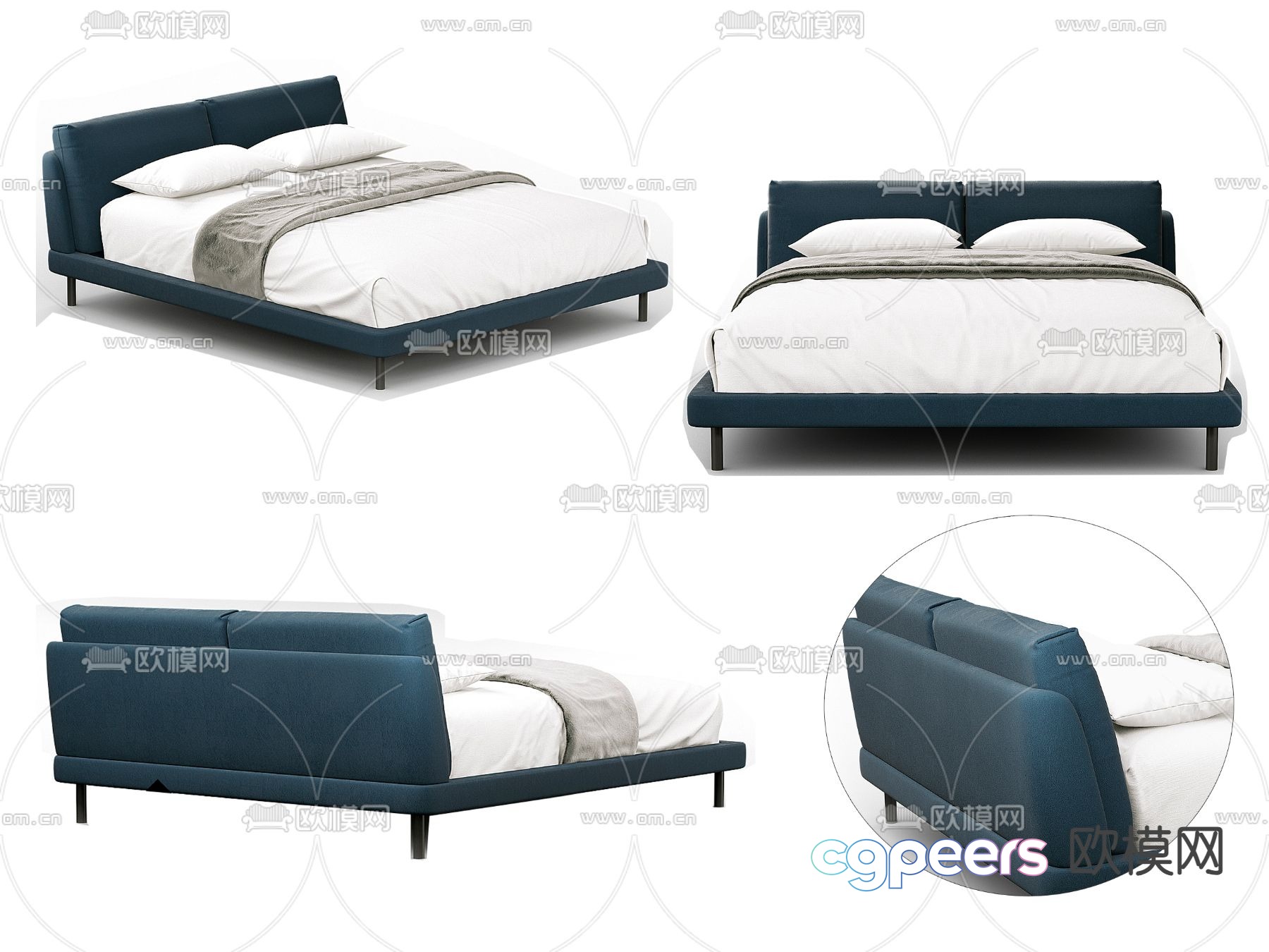 Modern double bed 3d model Modern double bed 3d model
