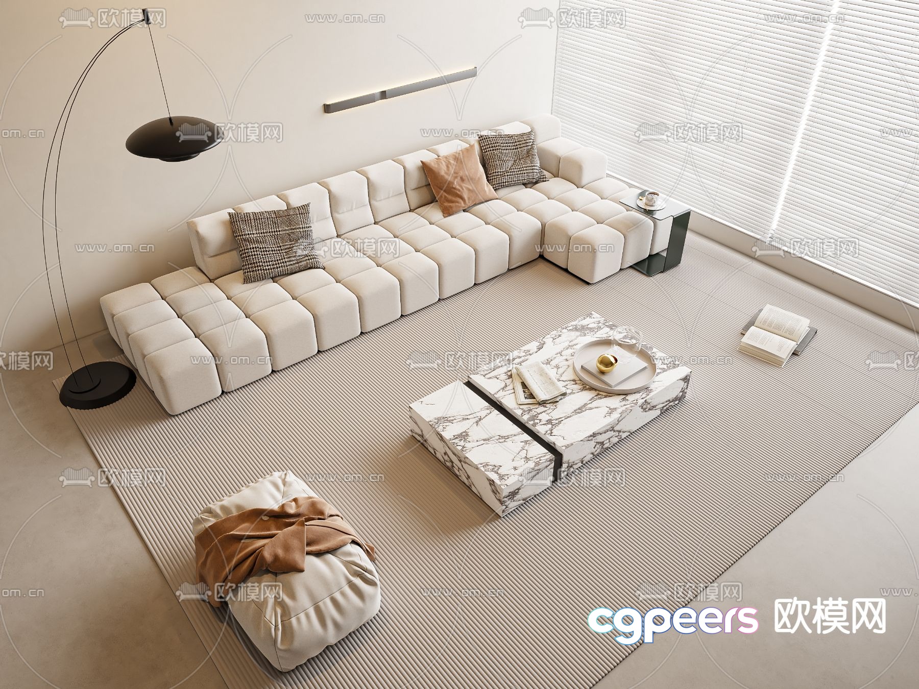 Cream style modular sofa corner sofa 3d model Cream style modular sofa corner sofa 3d model
