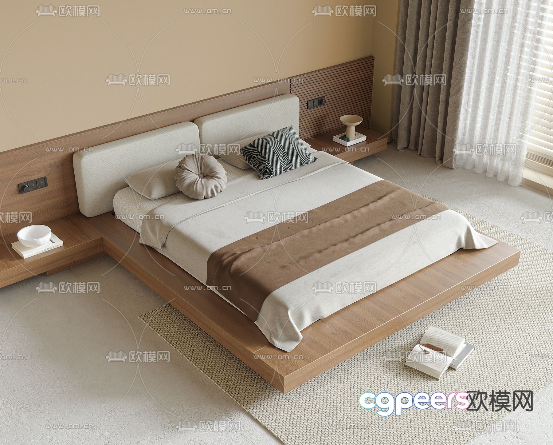 Wabi-sabi double bed 3d model Wabi-sabi double bed 3d model